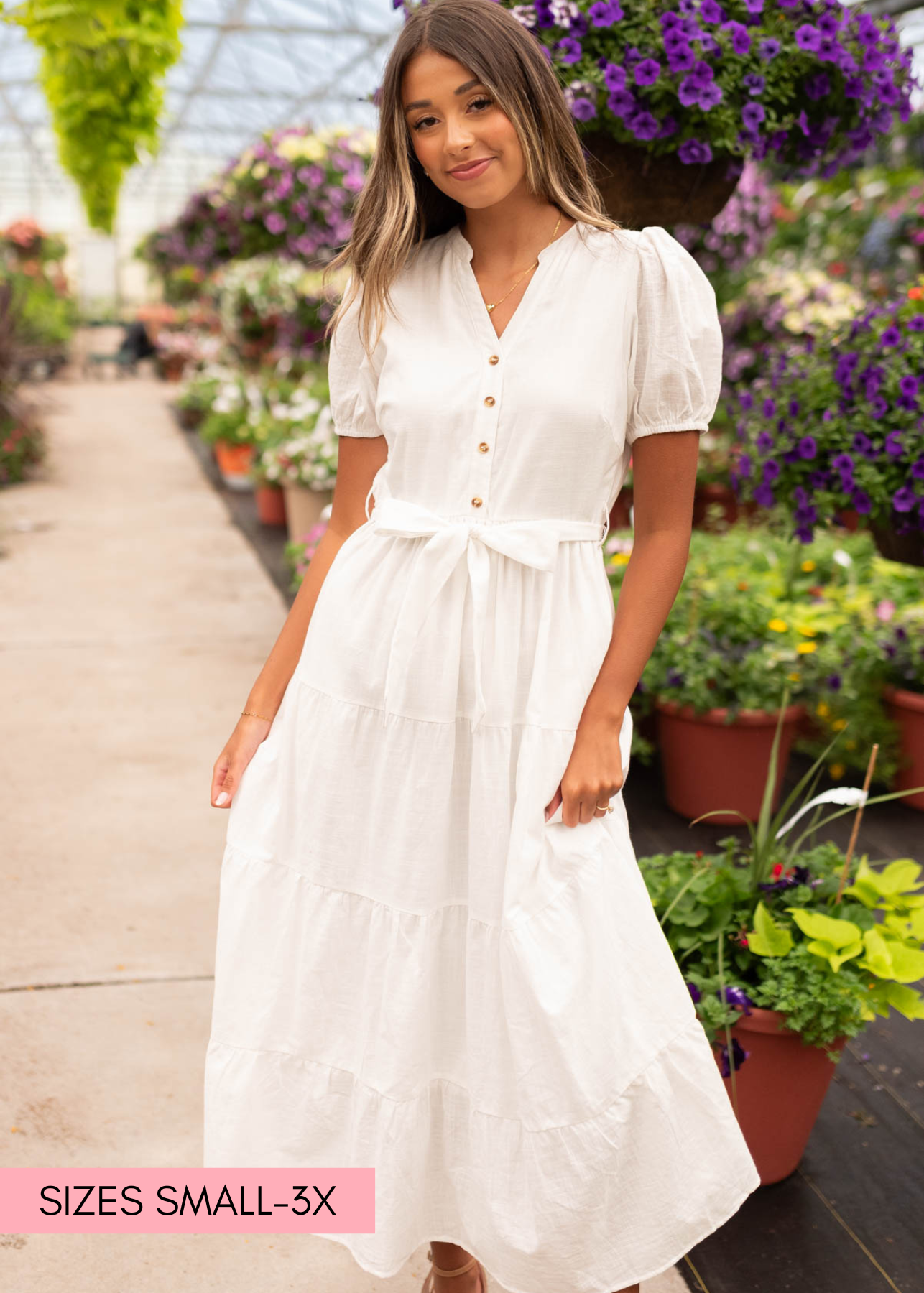 Dannah Off White Button Up Dress