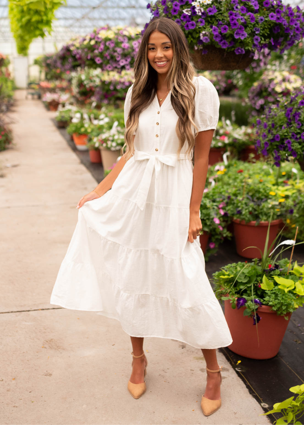 Dannah Off White Button Up Dress