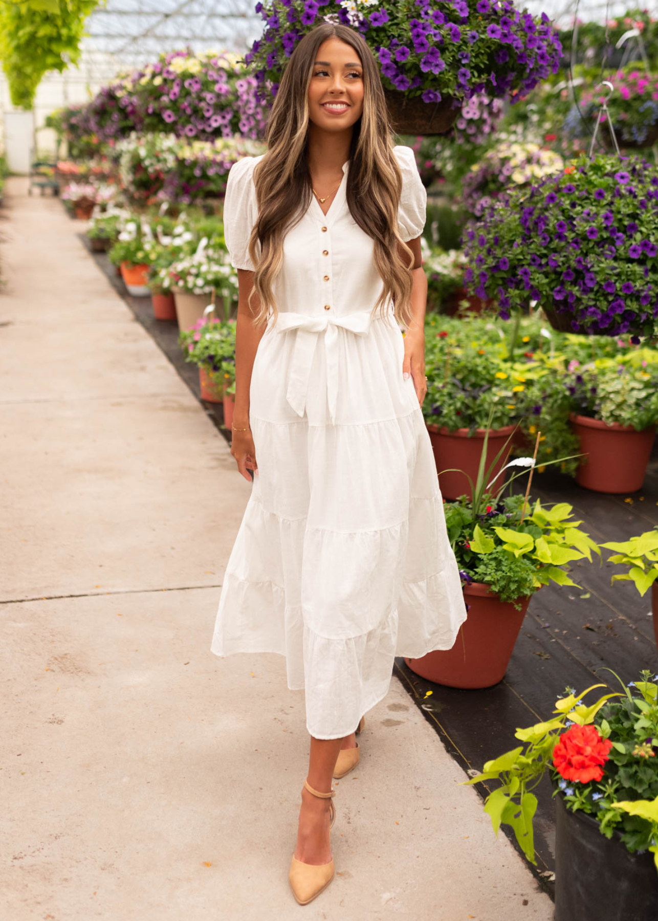 Dannah Off White Button Up Dress