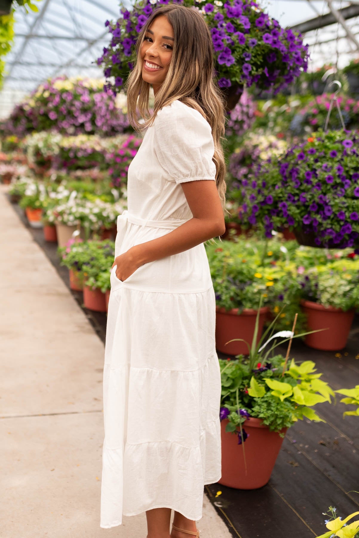 Dannah Off White Button Up Dress