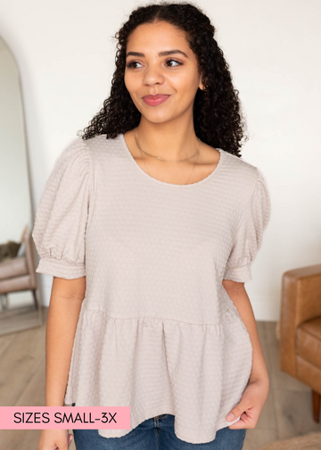 Darci Beige Tiered Top