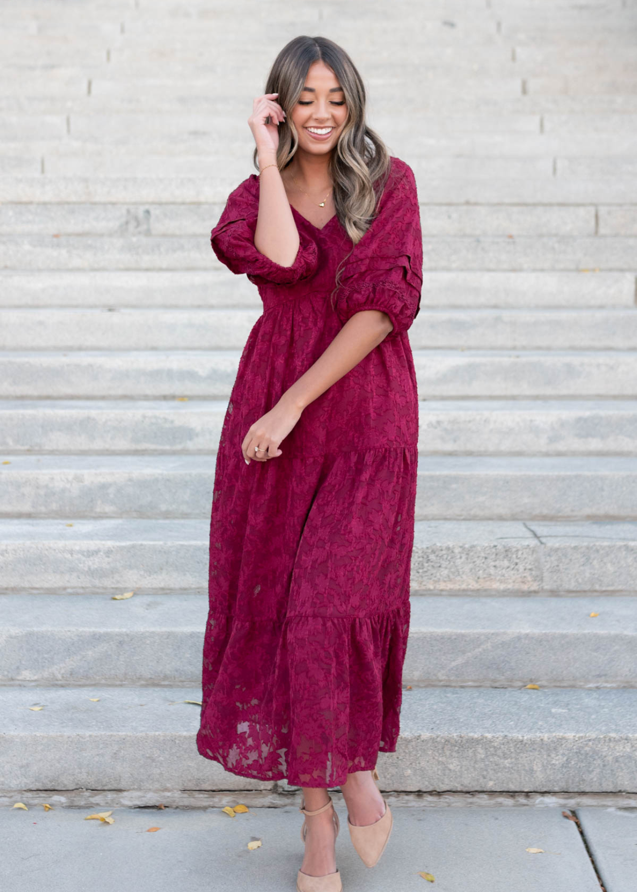 Darla Red Floral Pattern Dress