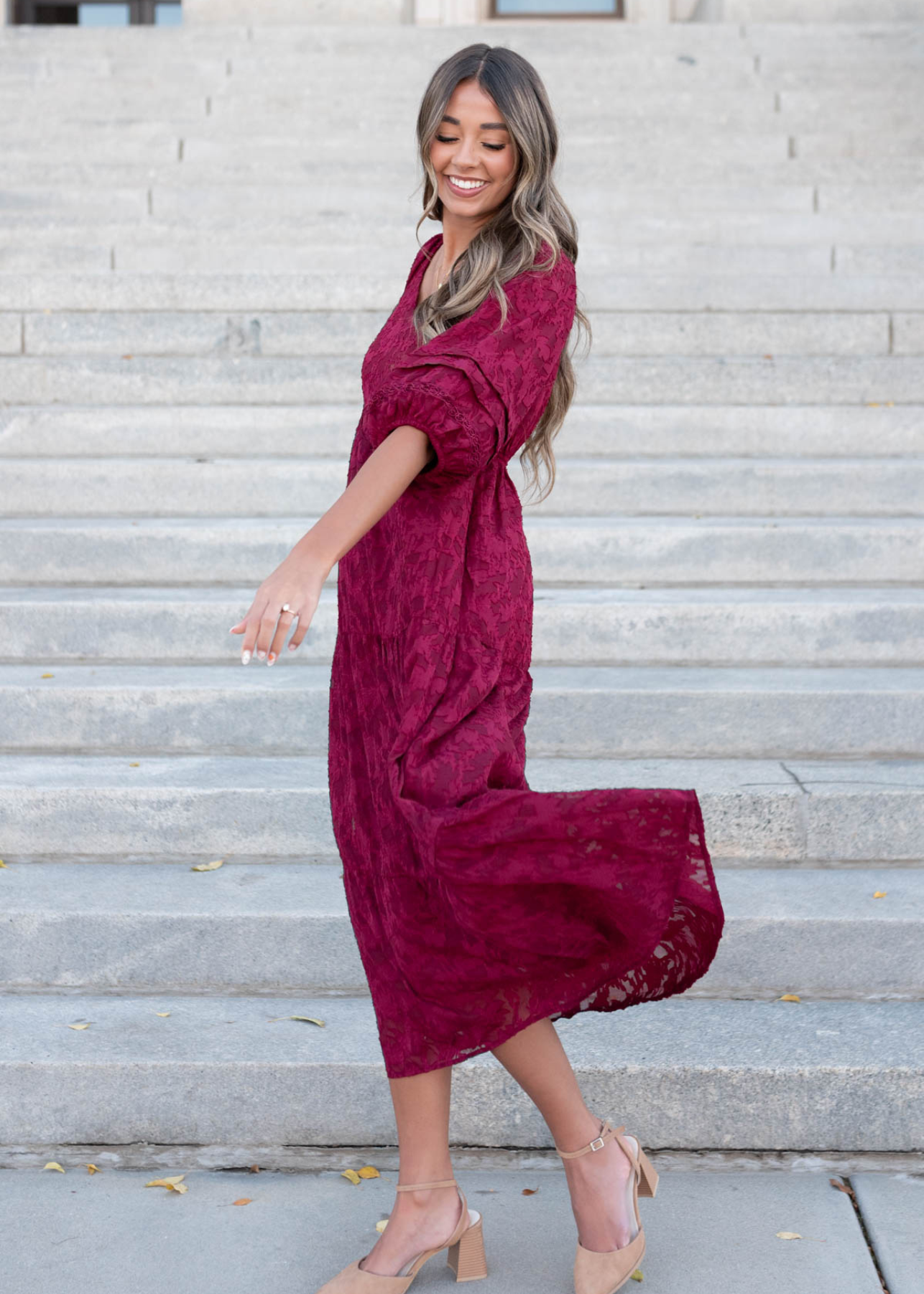 Darla Red Floral Pattern Dress