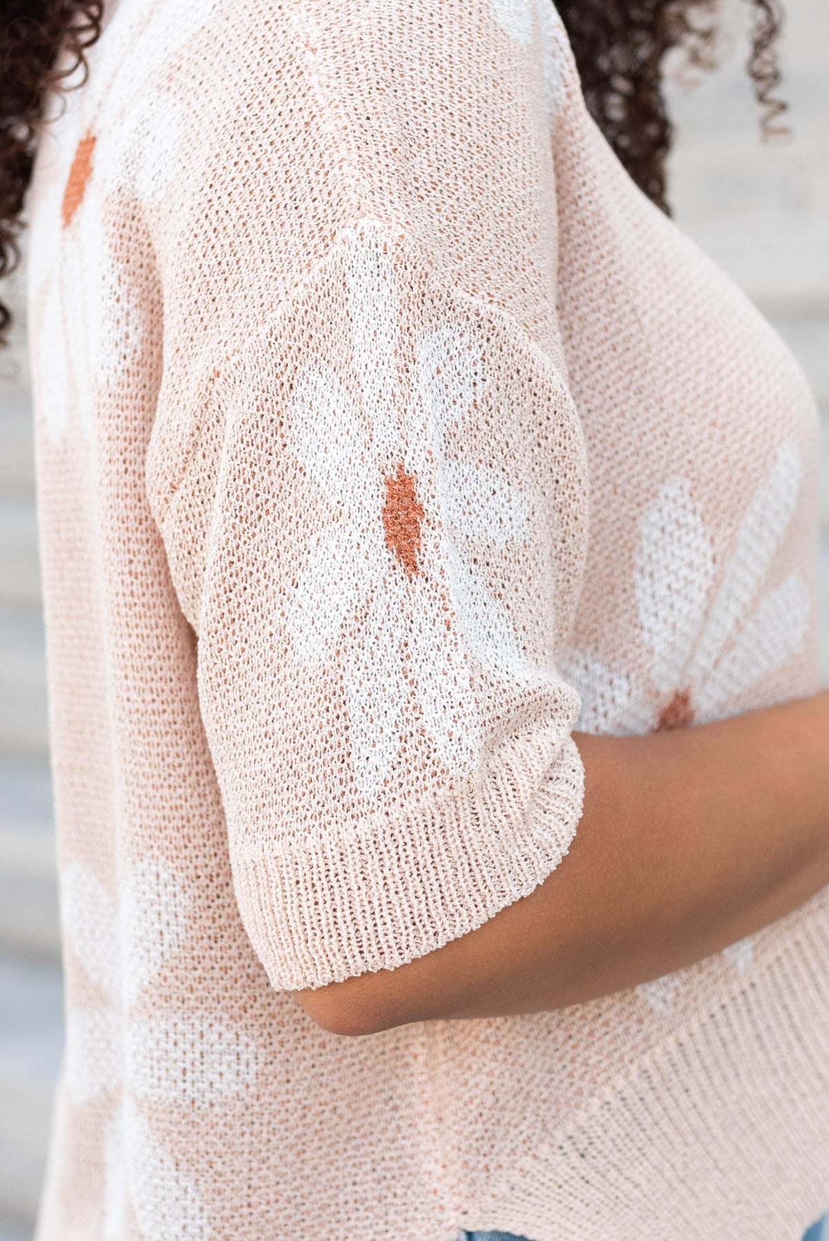 Davina Taupe Floral Knit Top