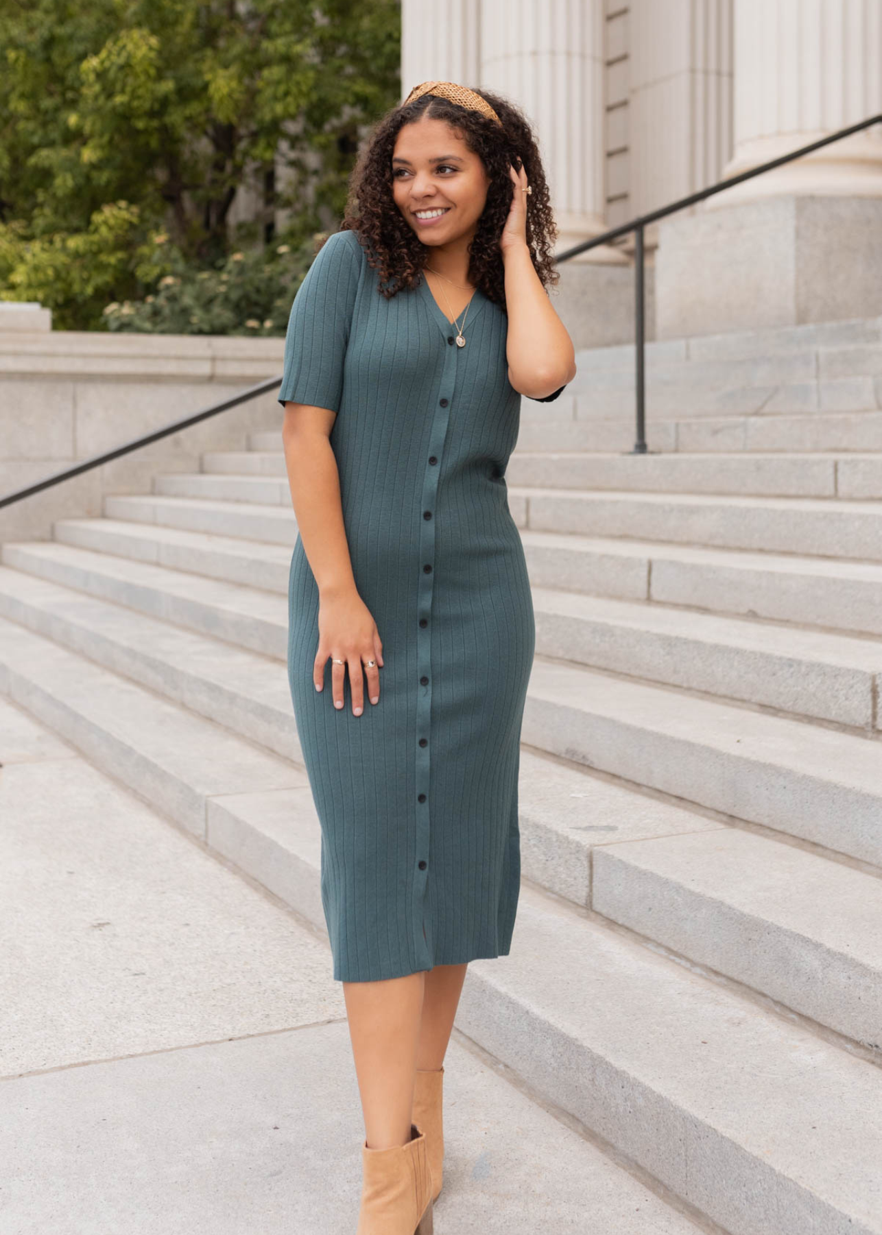 Dawn Dark Green Sweater Dress
