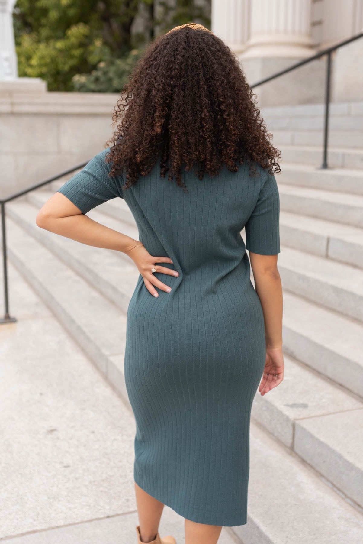 Dawn Dark Green Sweater Dress