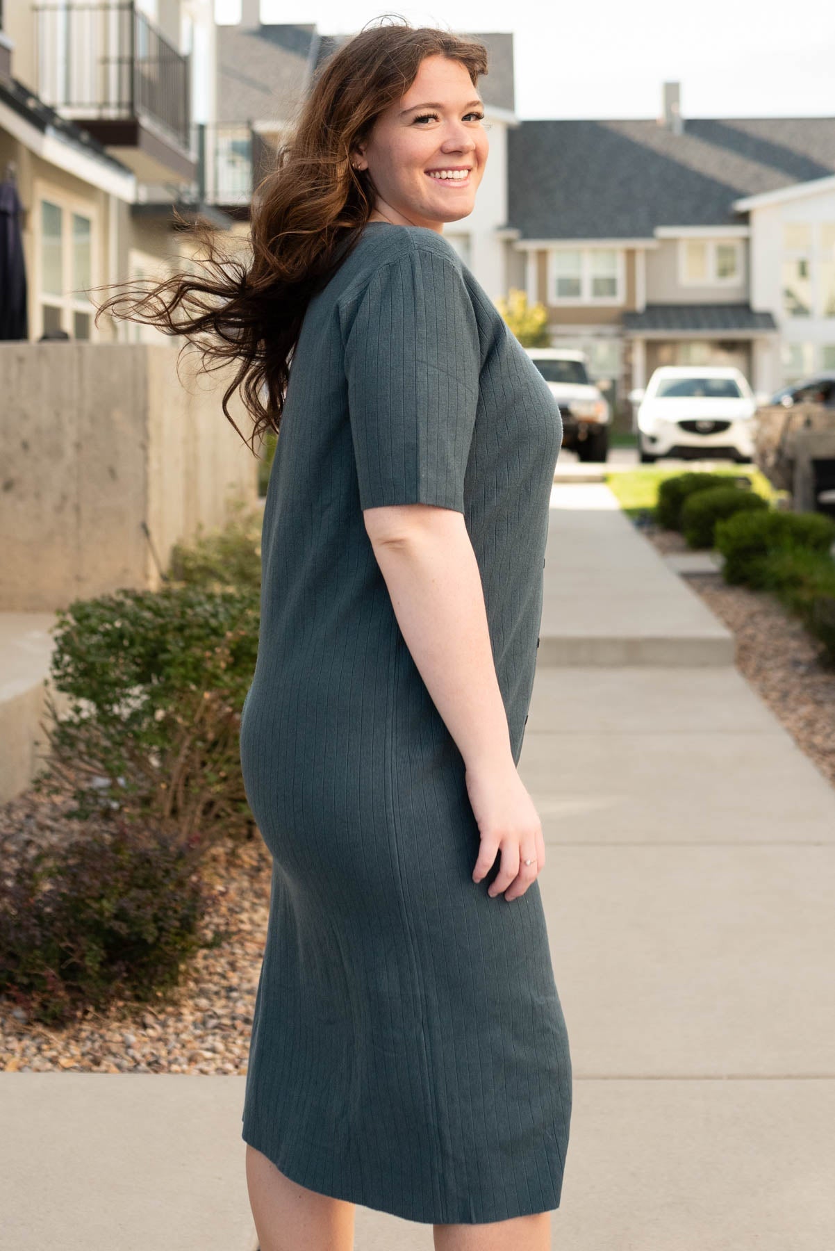 Dawn Dark Green Sweater Dress