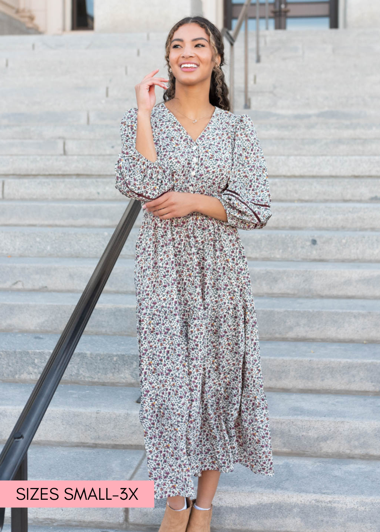 Delainey Burgundy Floral Dress