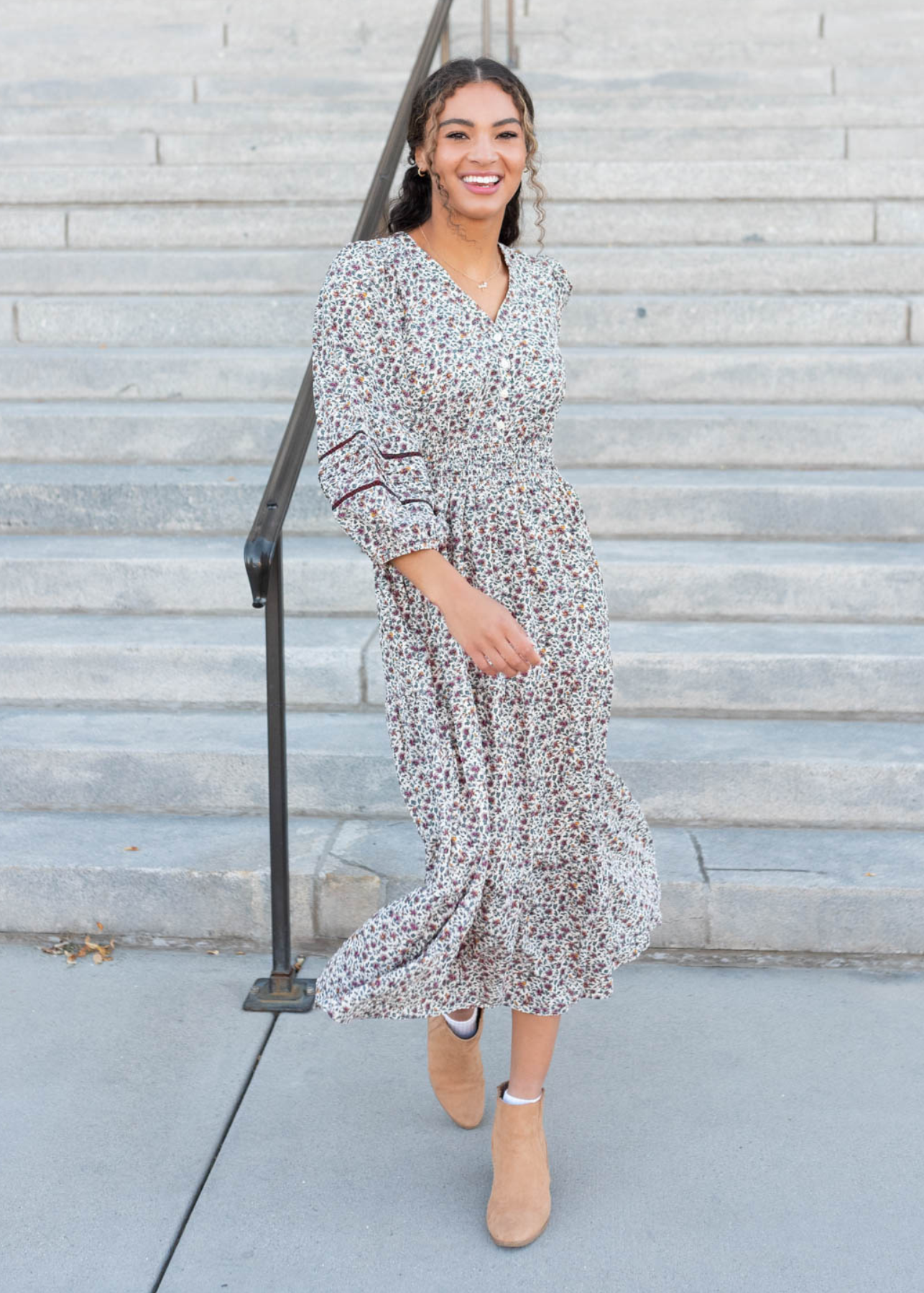 Delainey Burgundy Floral Dress