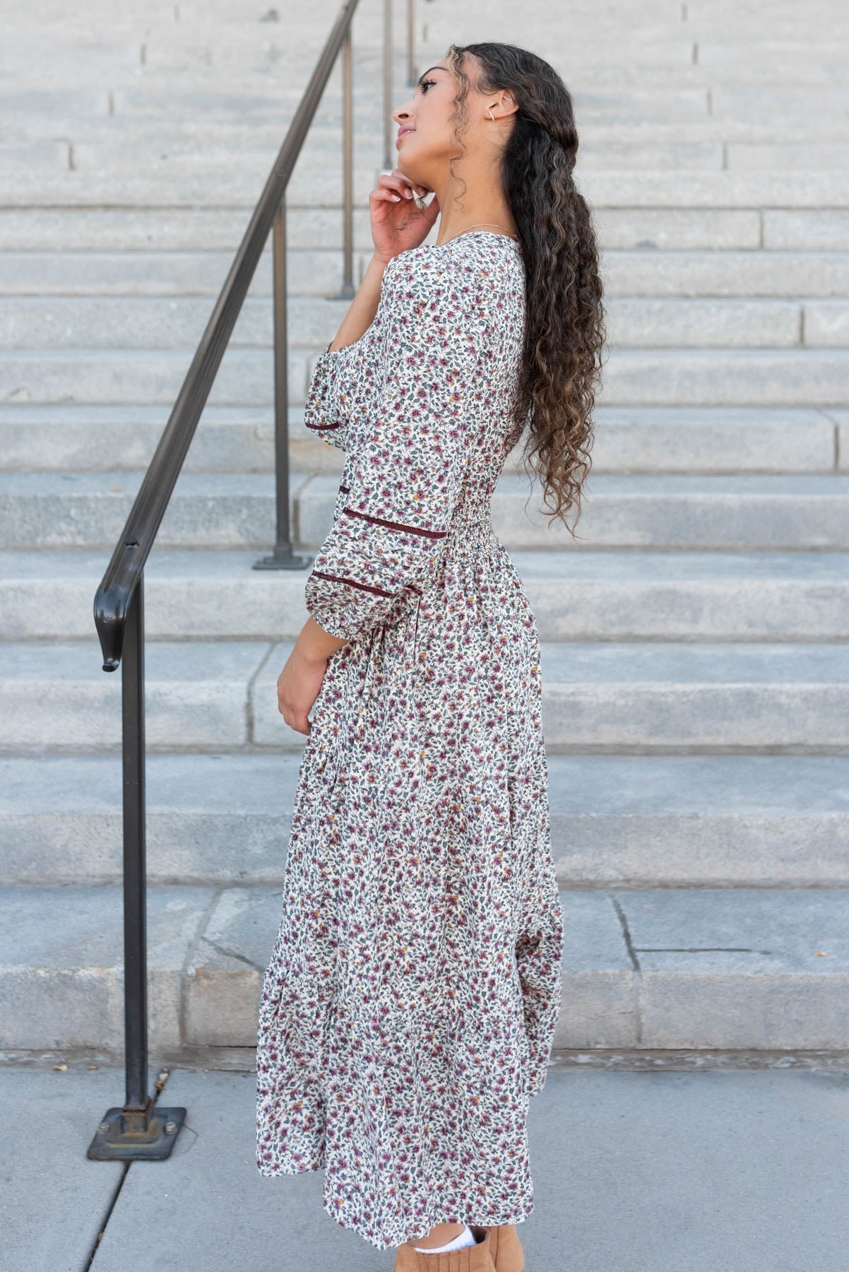 Delainey Burgundy Floral Dress