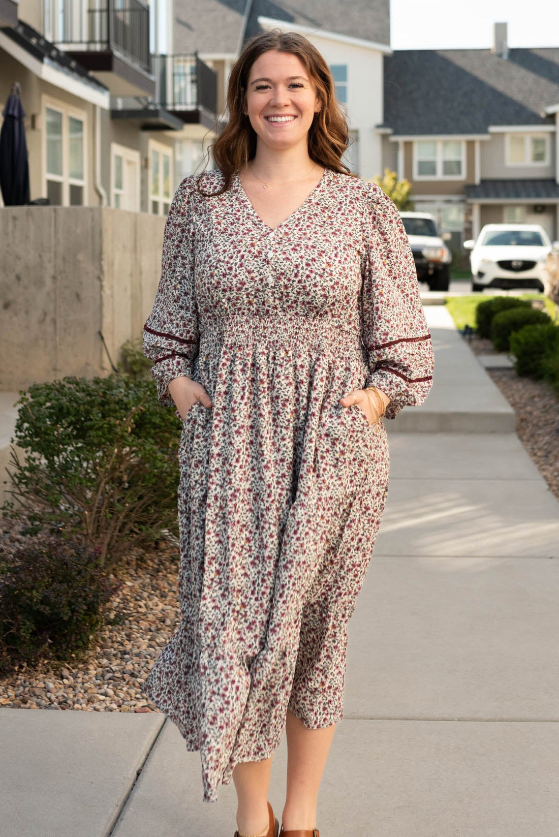 Delainey Burgundy Floral Dress