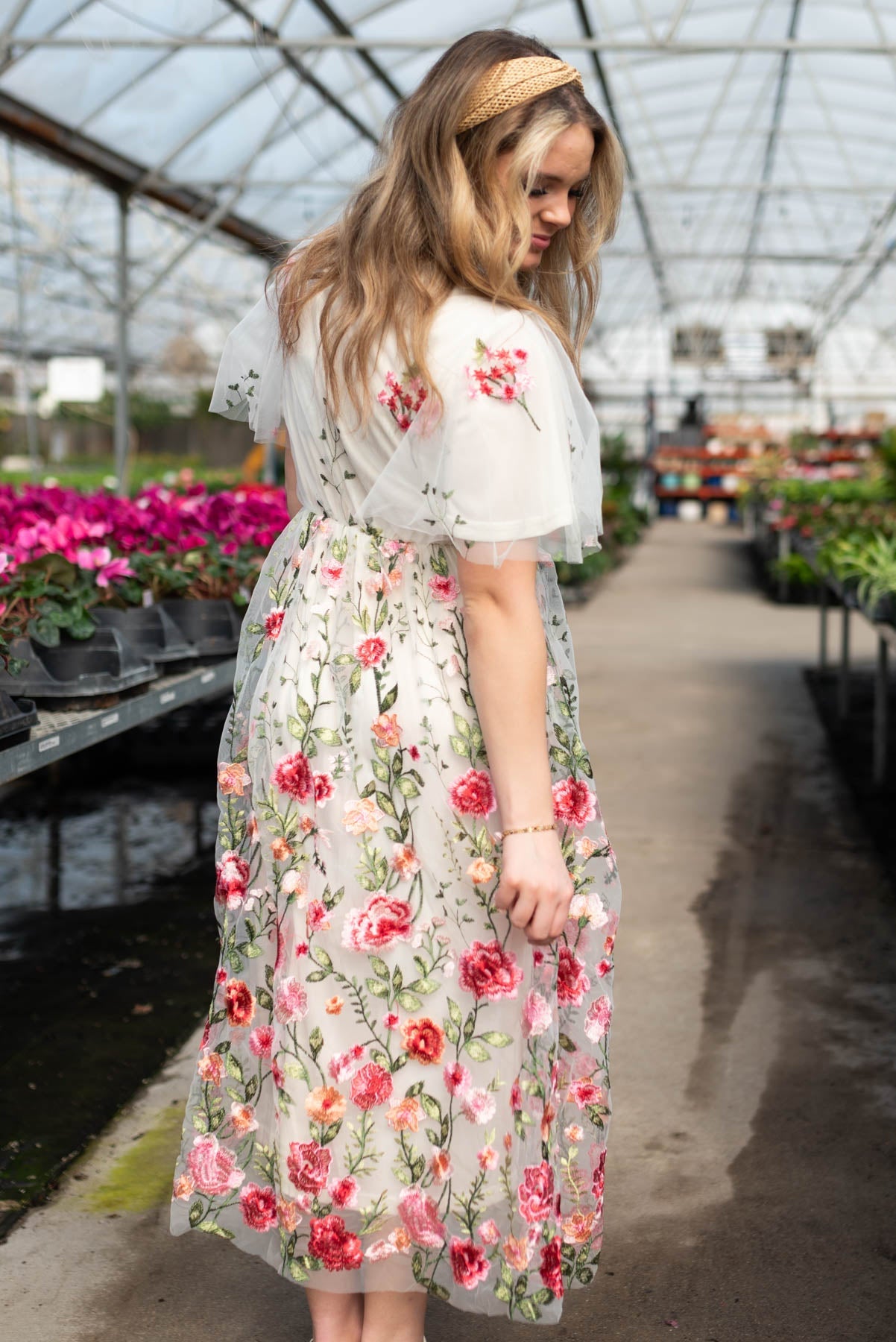 Delancey Pink Embroidered Mesh Dress