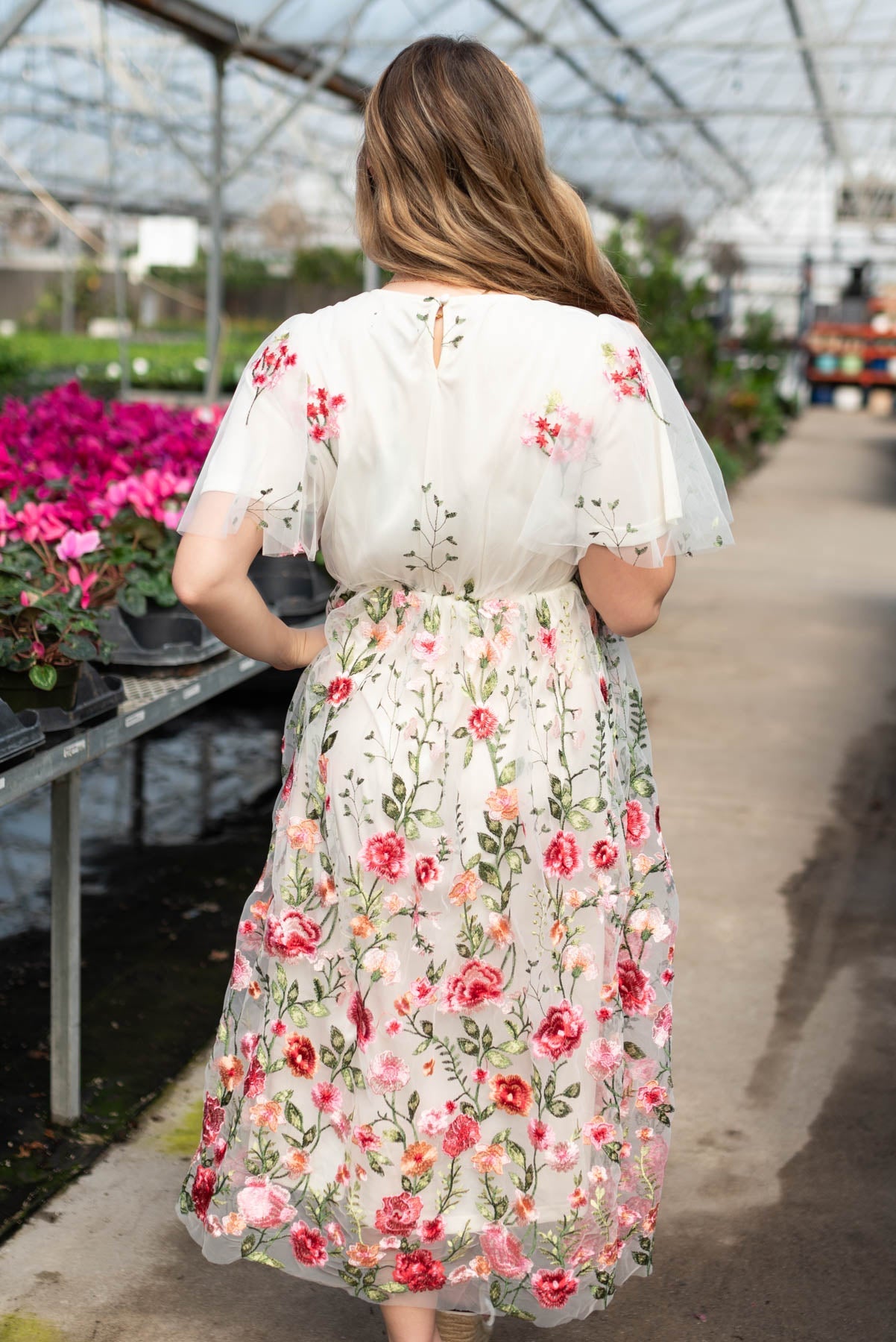 Delancey Pink Embroidered Mesh Dress
