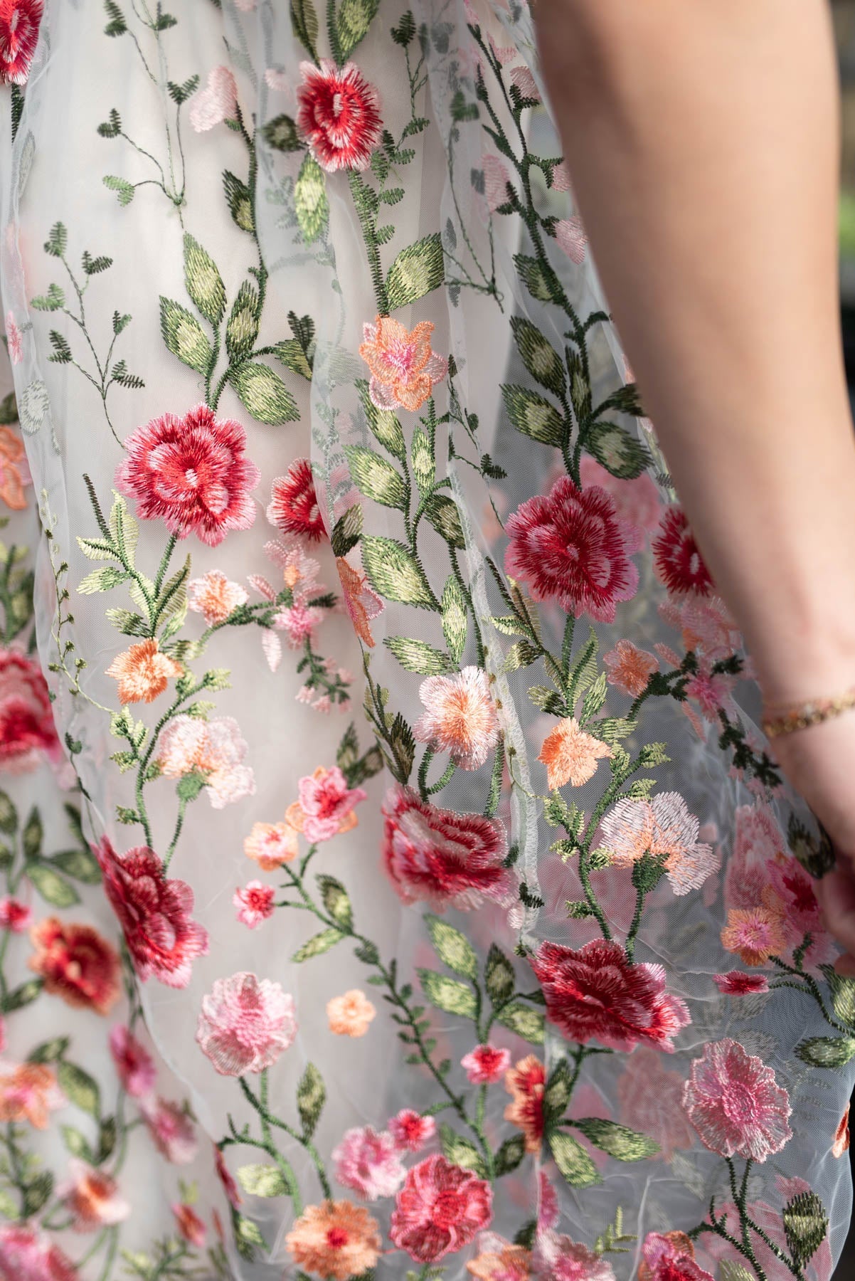 Delancey Pink Embroidered Mesh Dress
