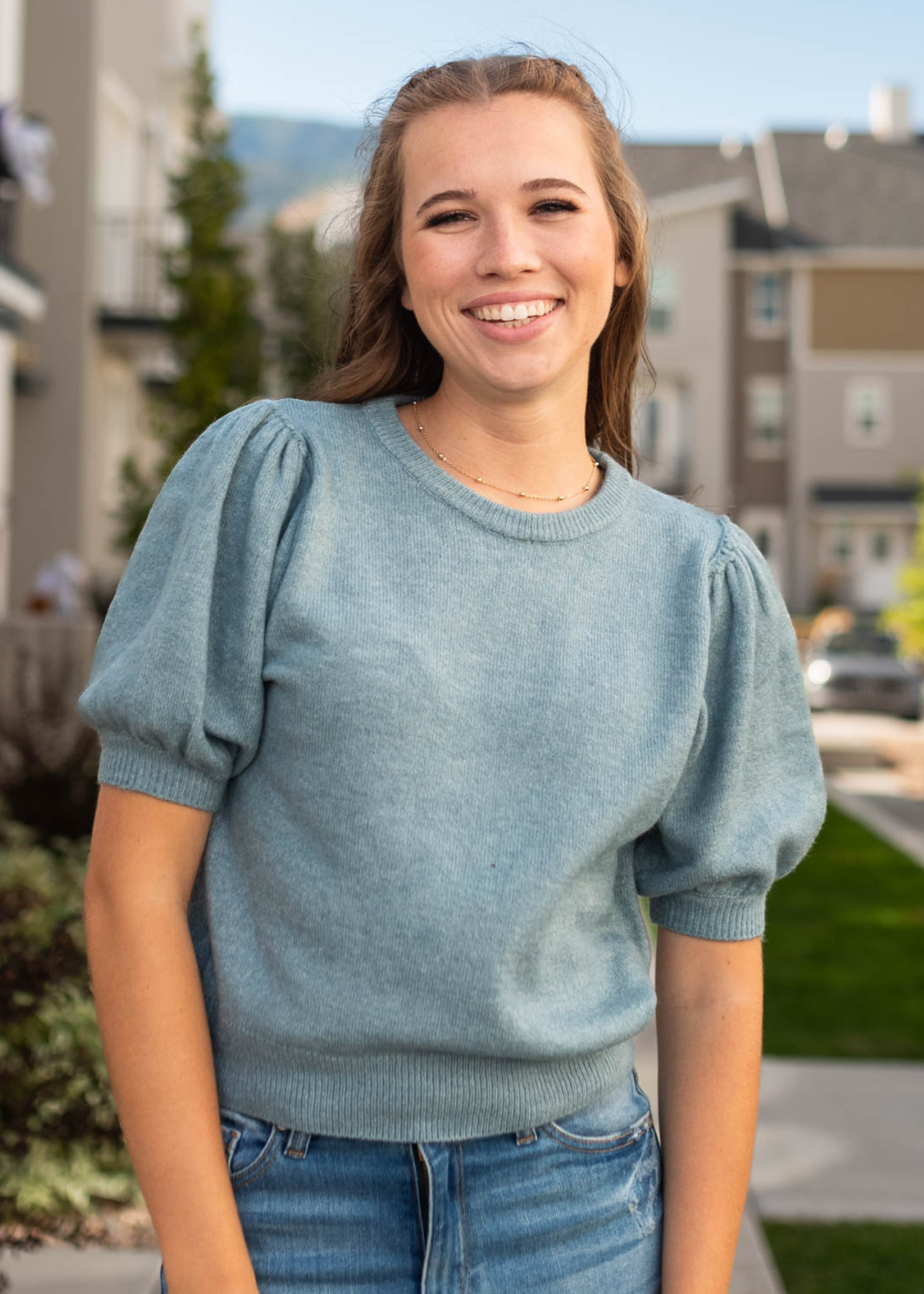 Delaney Blue Grey Top