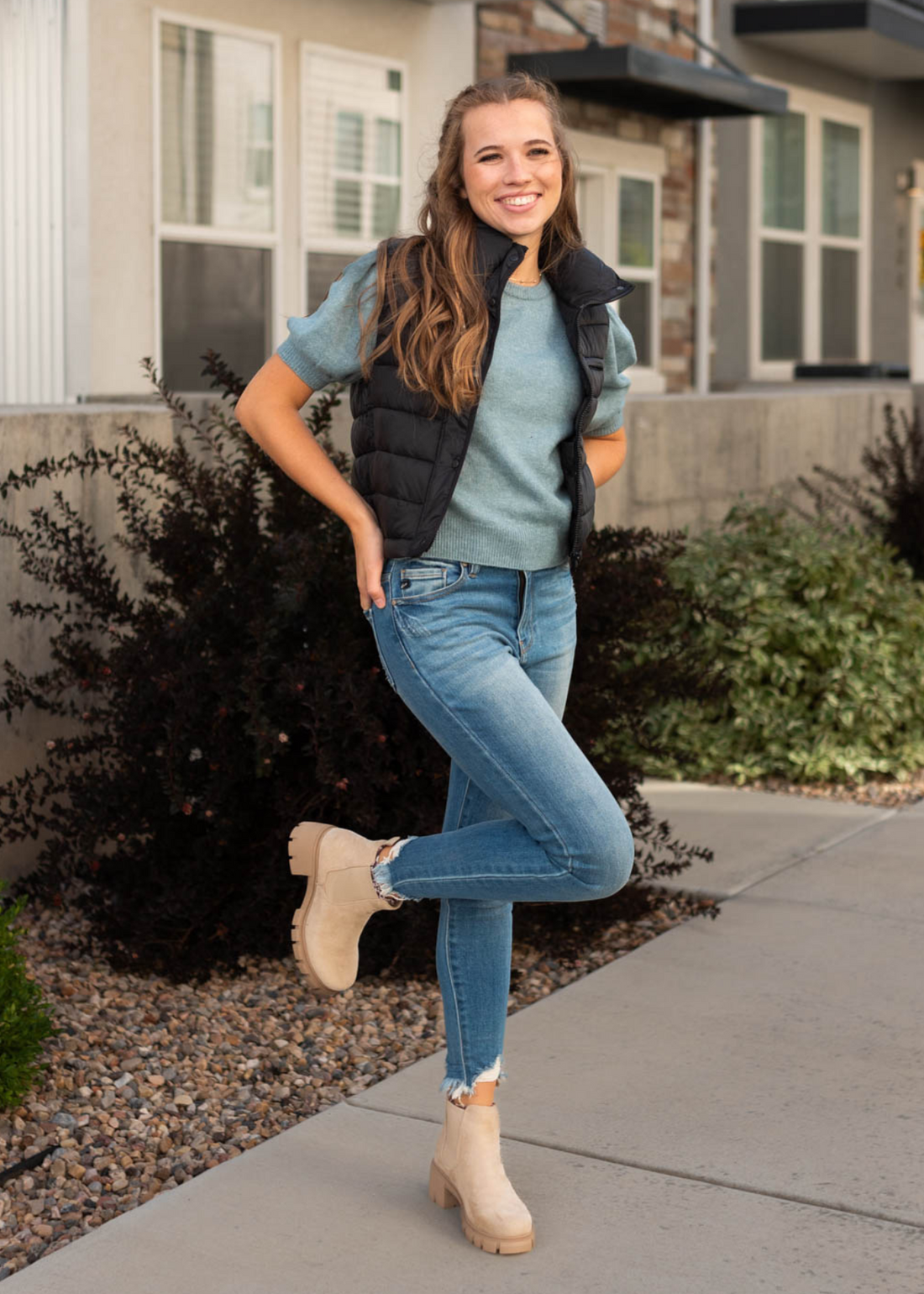 Delaney Blue Grey Top