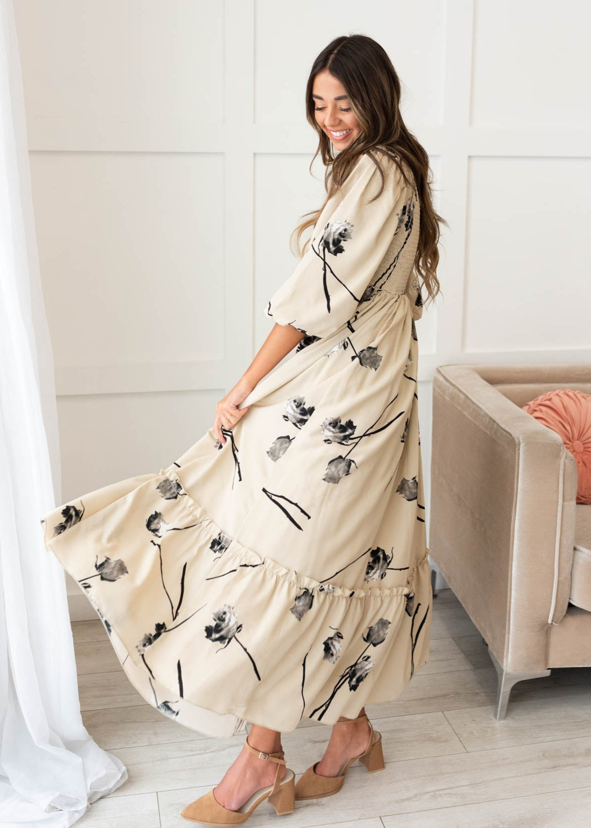 Destiny Beige Floral Dress