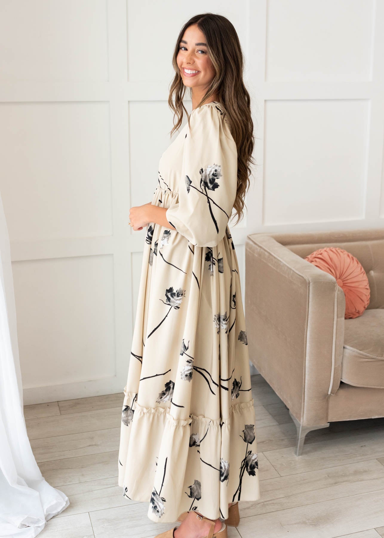 Destiny Beige Floral Dress