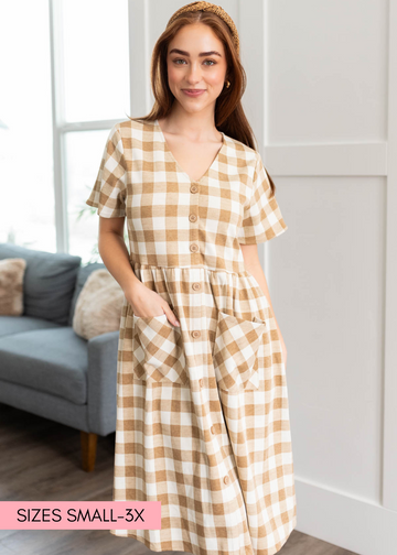 Diya Camel Button Down Dress