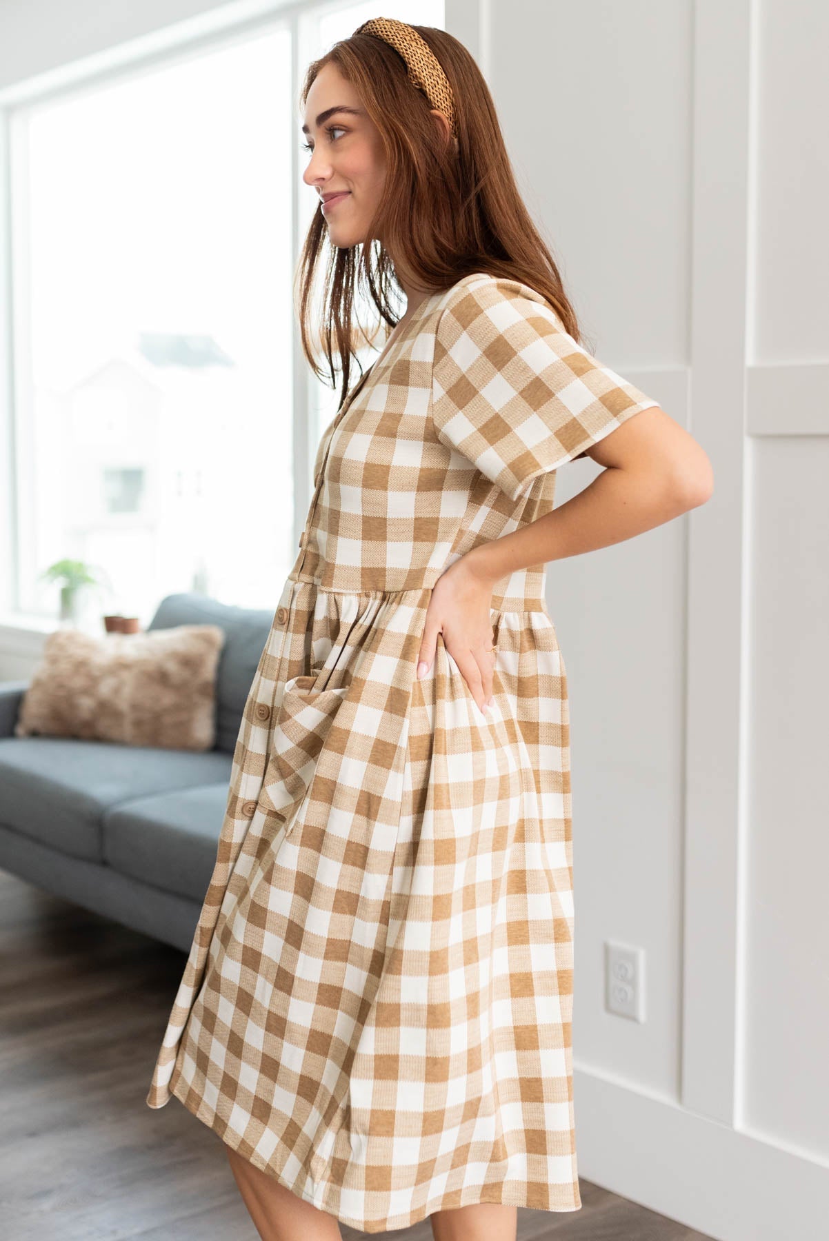 Diya Camel Button Down Dress