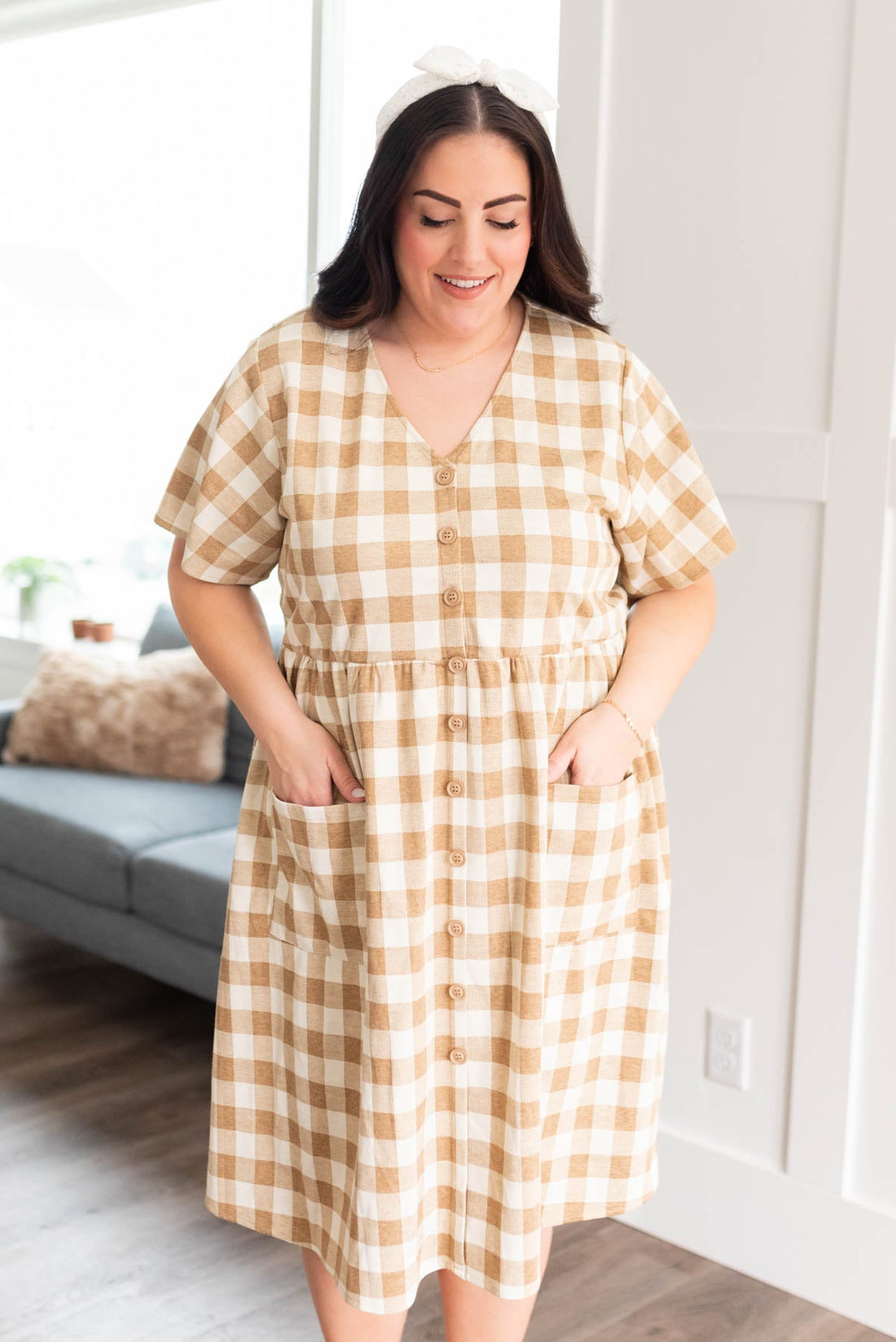 Diya Camel Button Down Dress