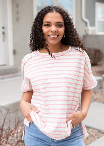 Edaline Pink Stripe Top