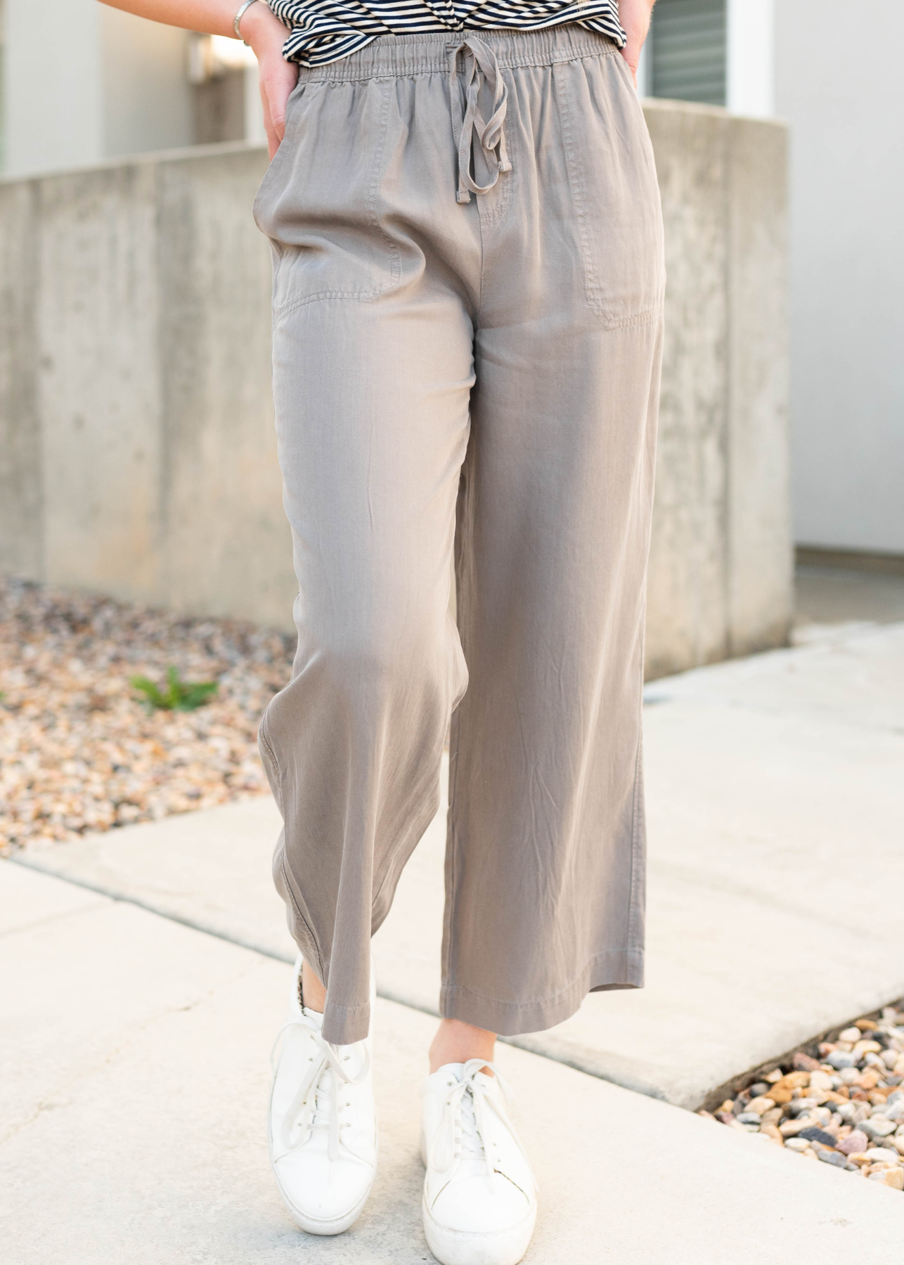 Eden Grey Drawstring Wide Leg Pants