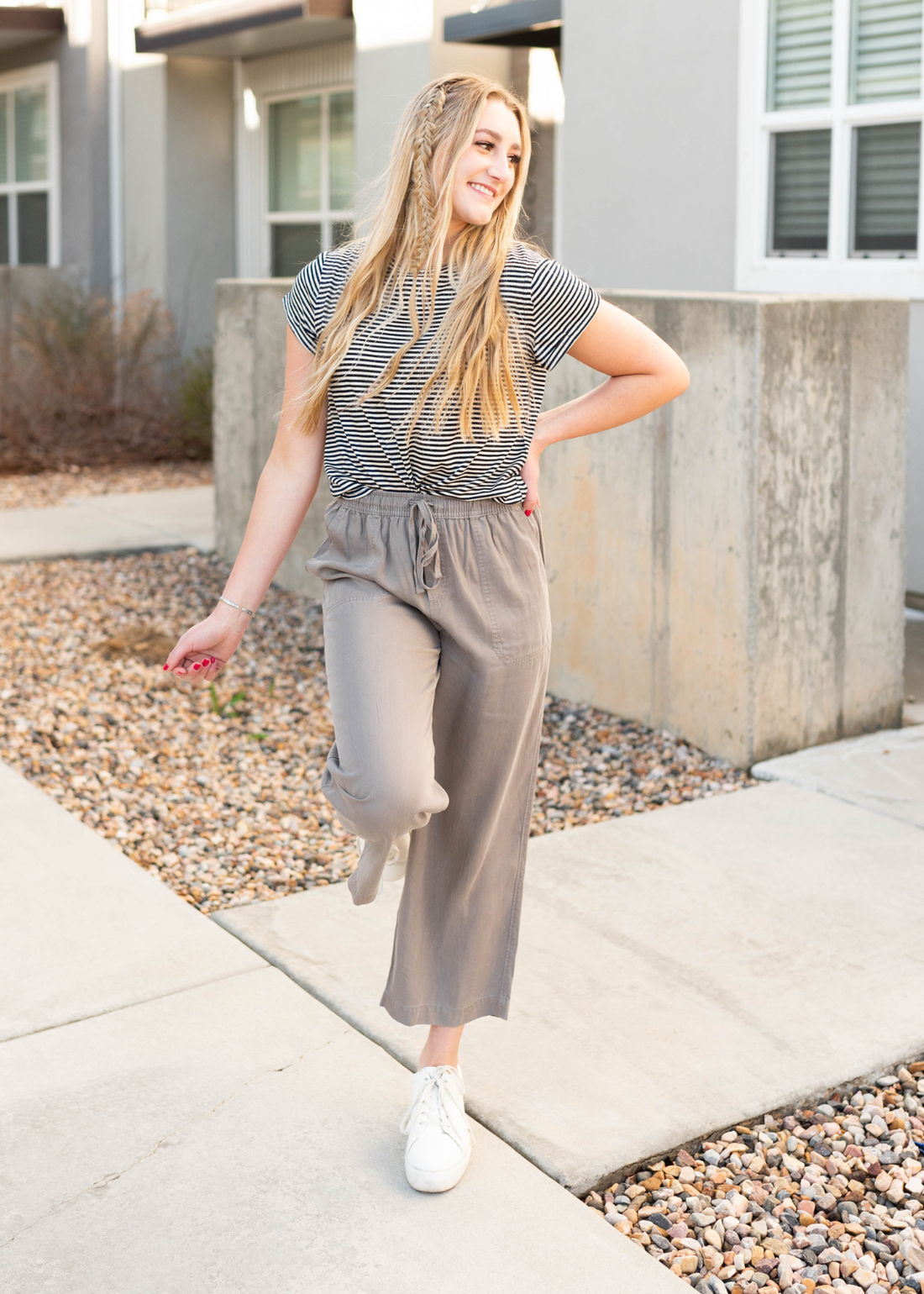 Eden Grey Drawstring Wide Leg Pants