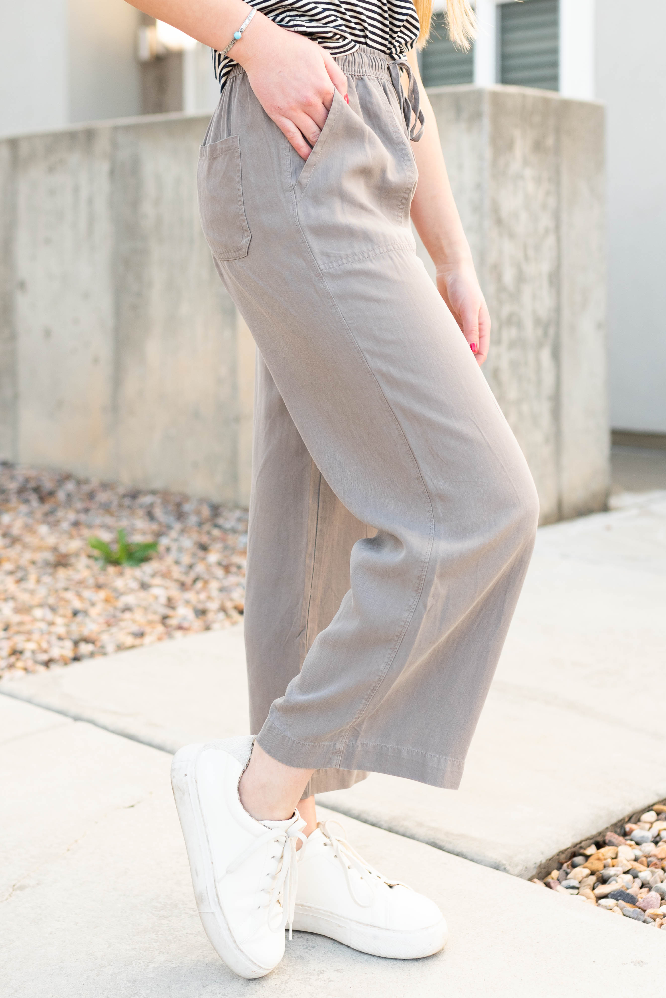 Eden Grey Drawstring Wide Leg Pants