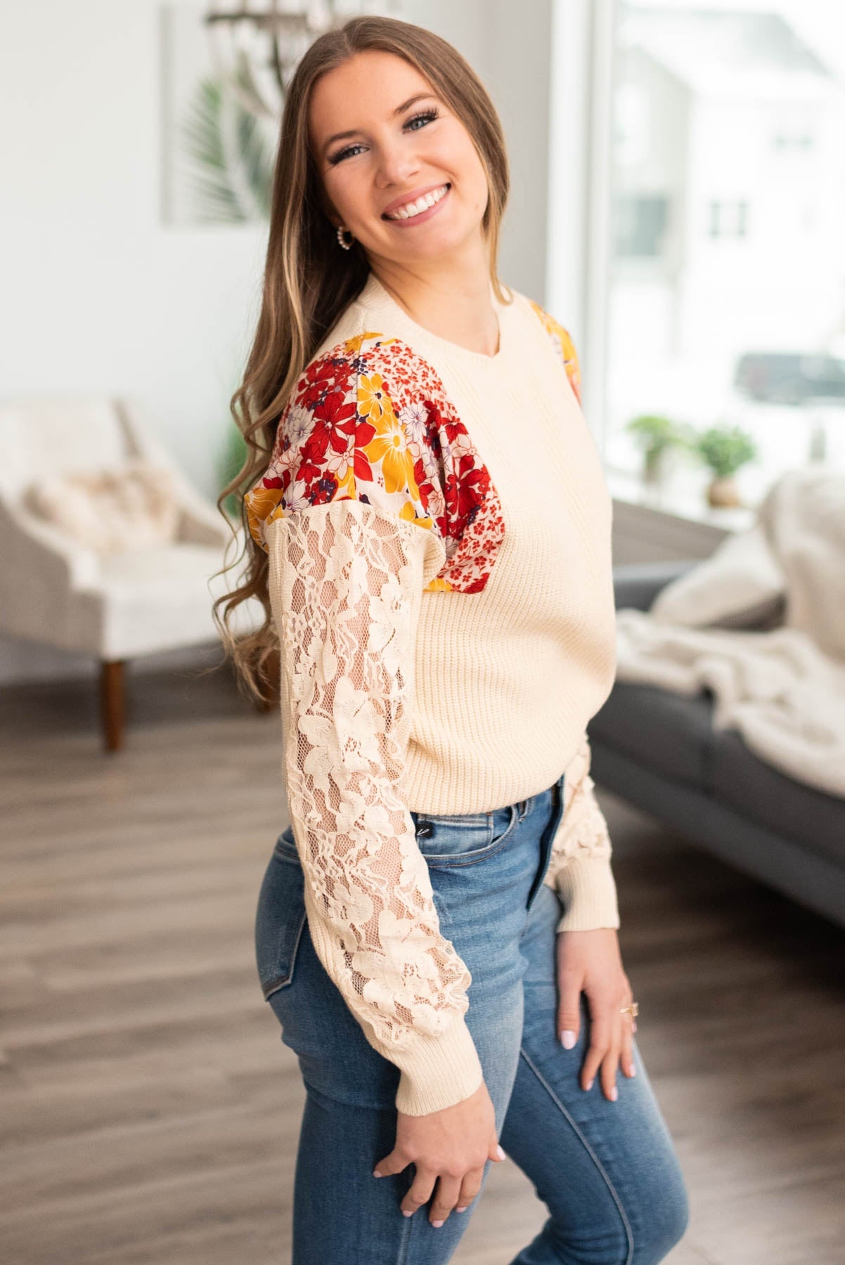 Edlynn Ivory Floral Sweater