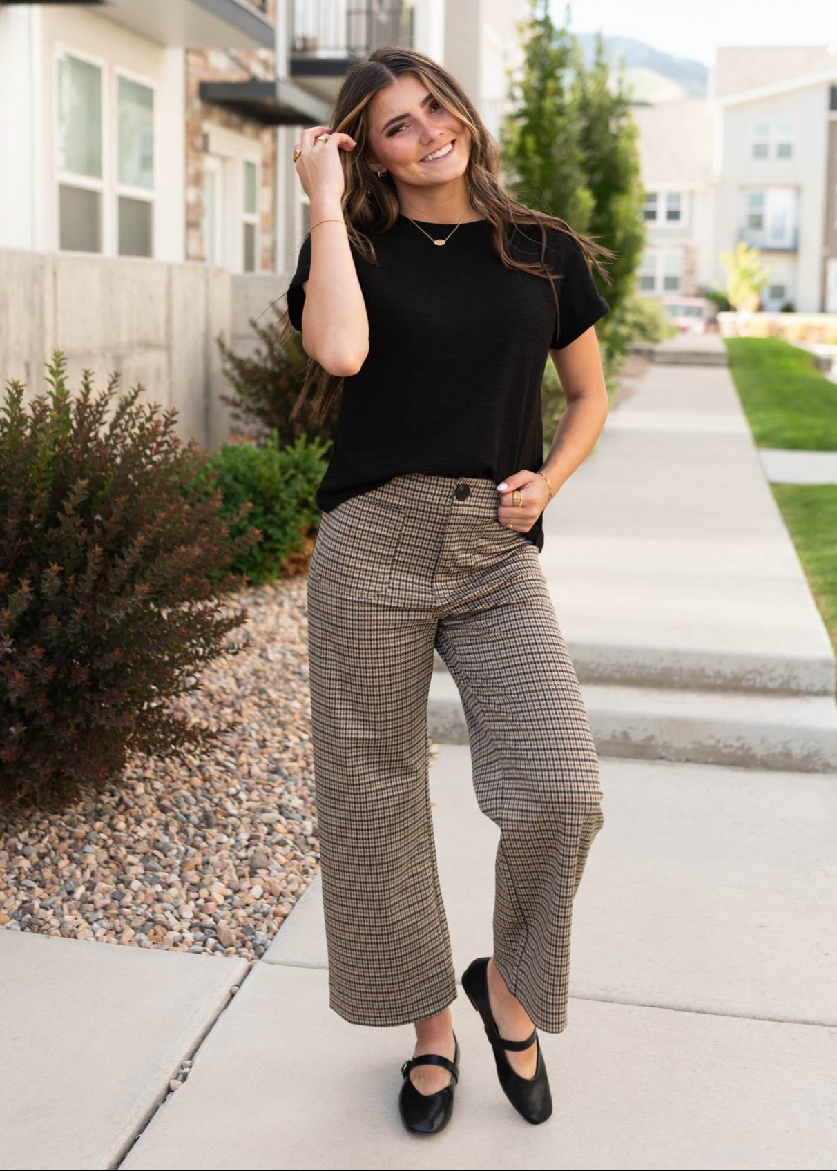 Effie Brown Houndstooth Pants