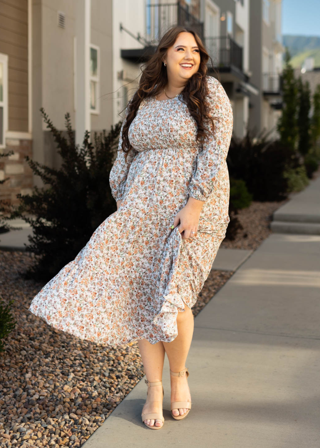 Eirian Taupe Floral Dress