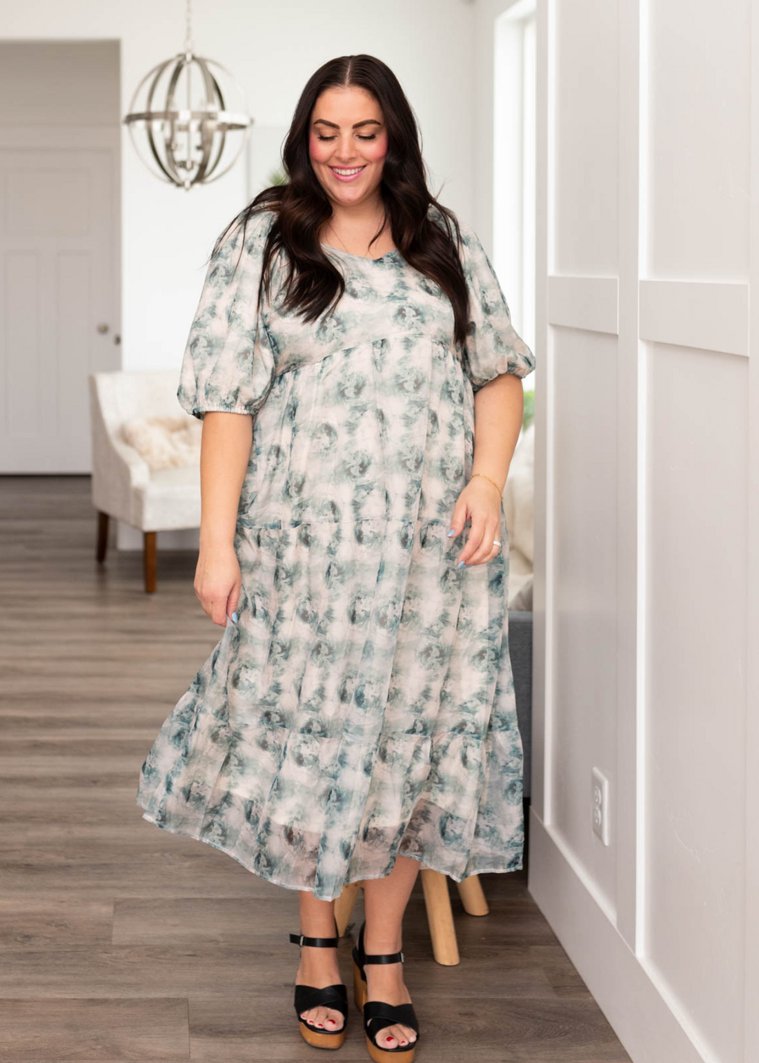 Elaina Green Floral Dress