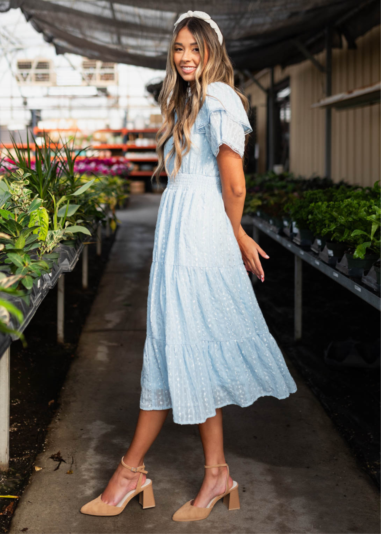 Elena Light Blue Lace Dress