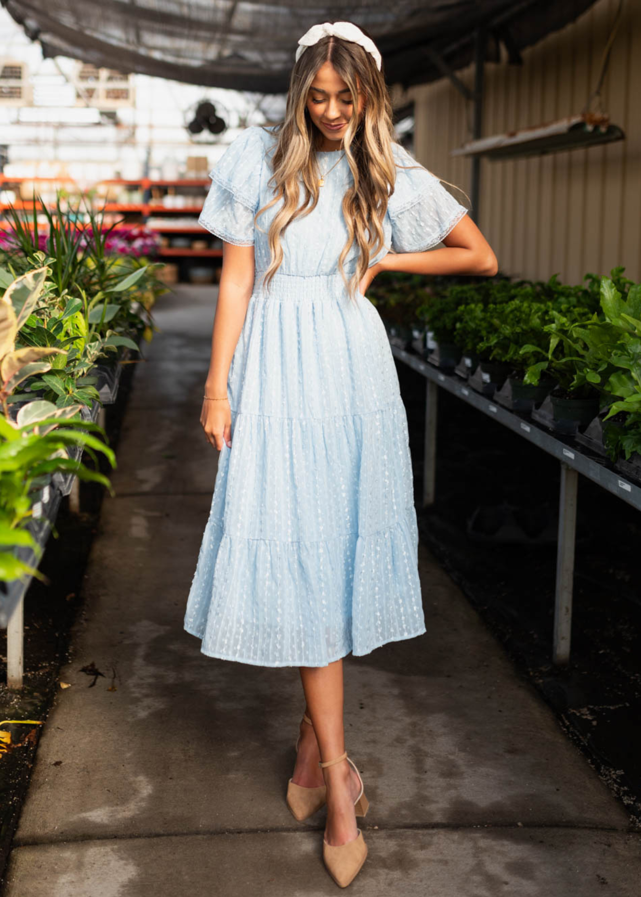 Elena Light Blue Lace Dress