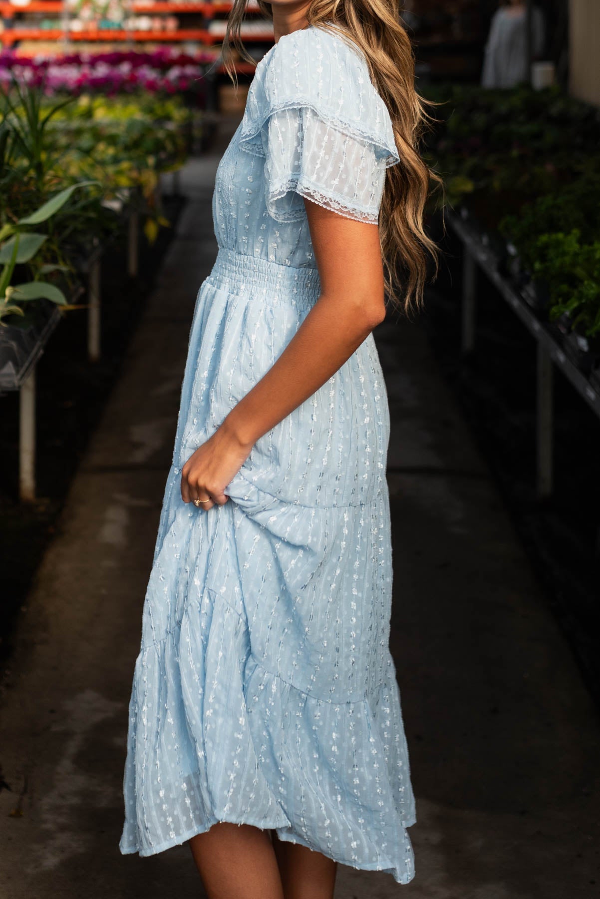 Elena Light Blue Lace Dress