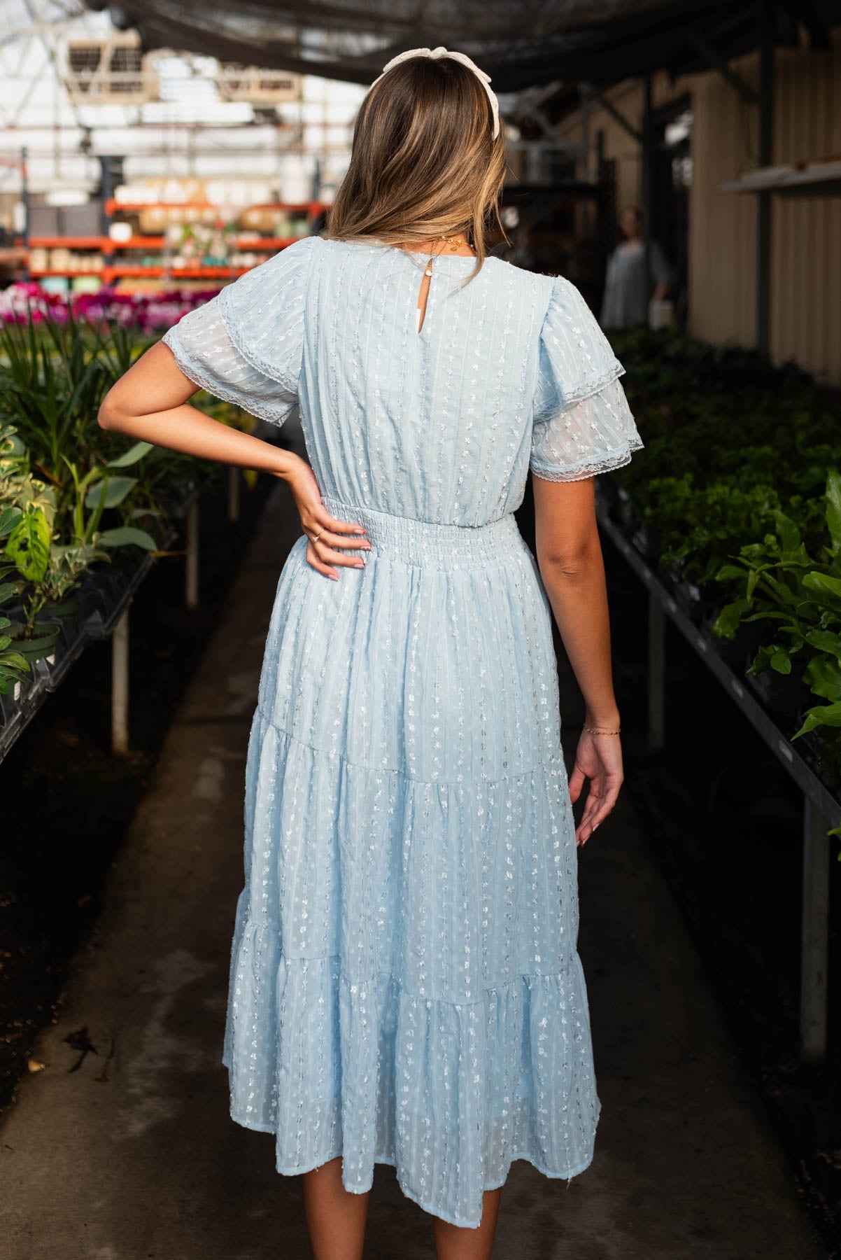 Elena Light Blue Lace Dress