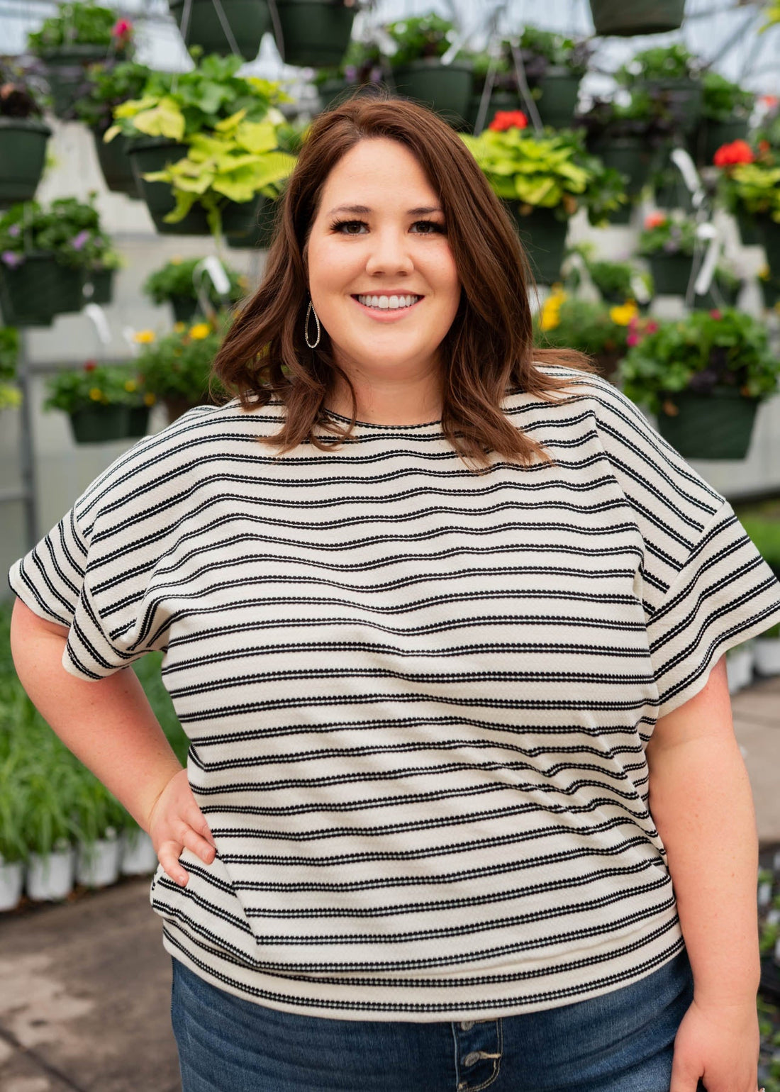 Eleni Black Striped Top