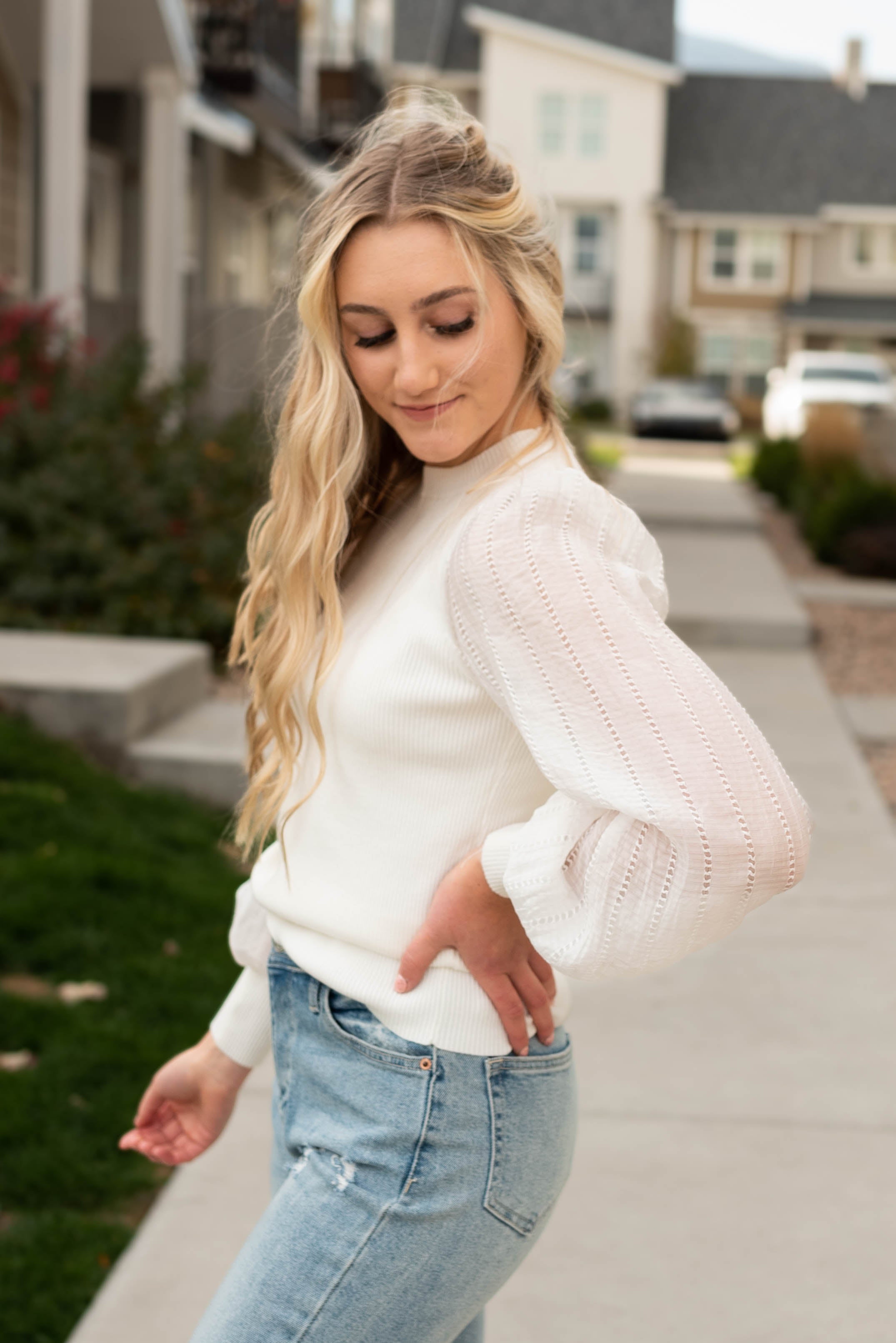 Elia Sheer Sleeve Top