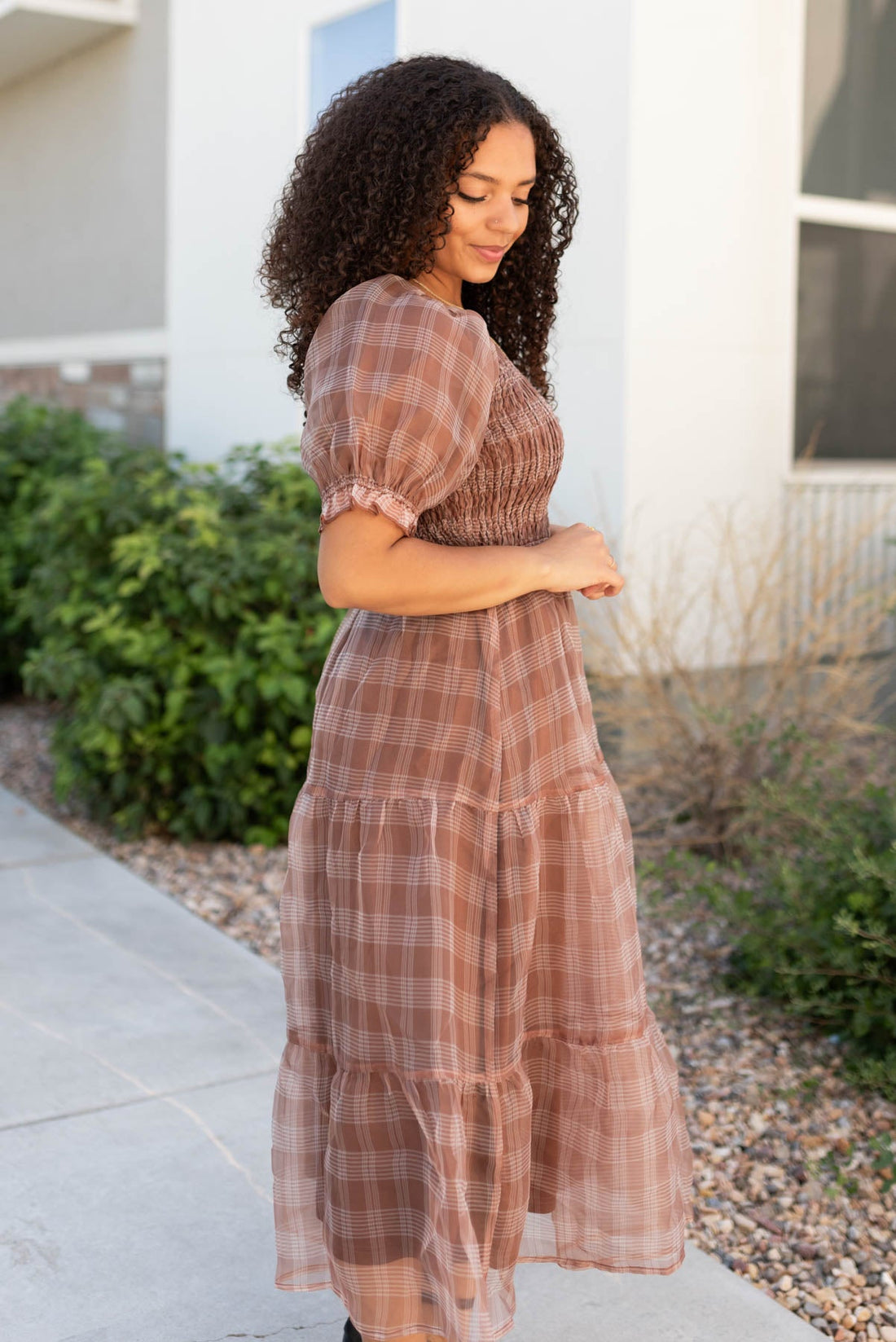 Eliana Brown Plaid Dress