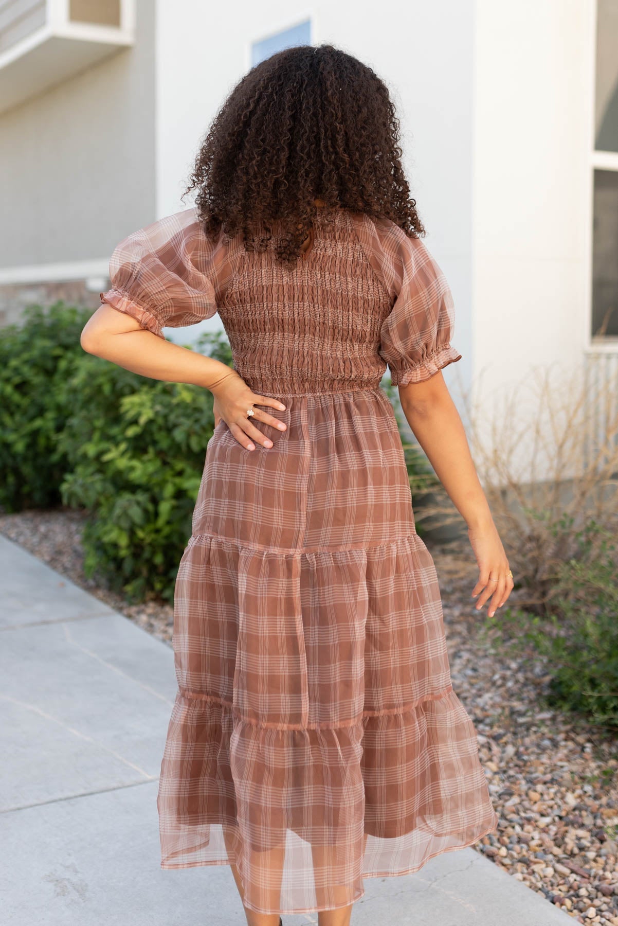 Eliana Brown Plaid Dress