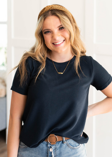 Elita Navy Textured Top