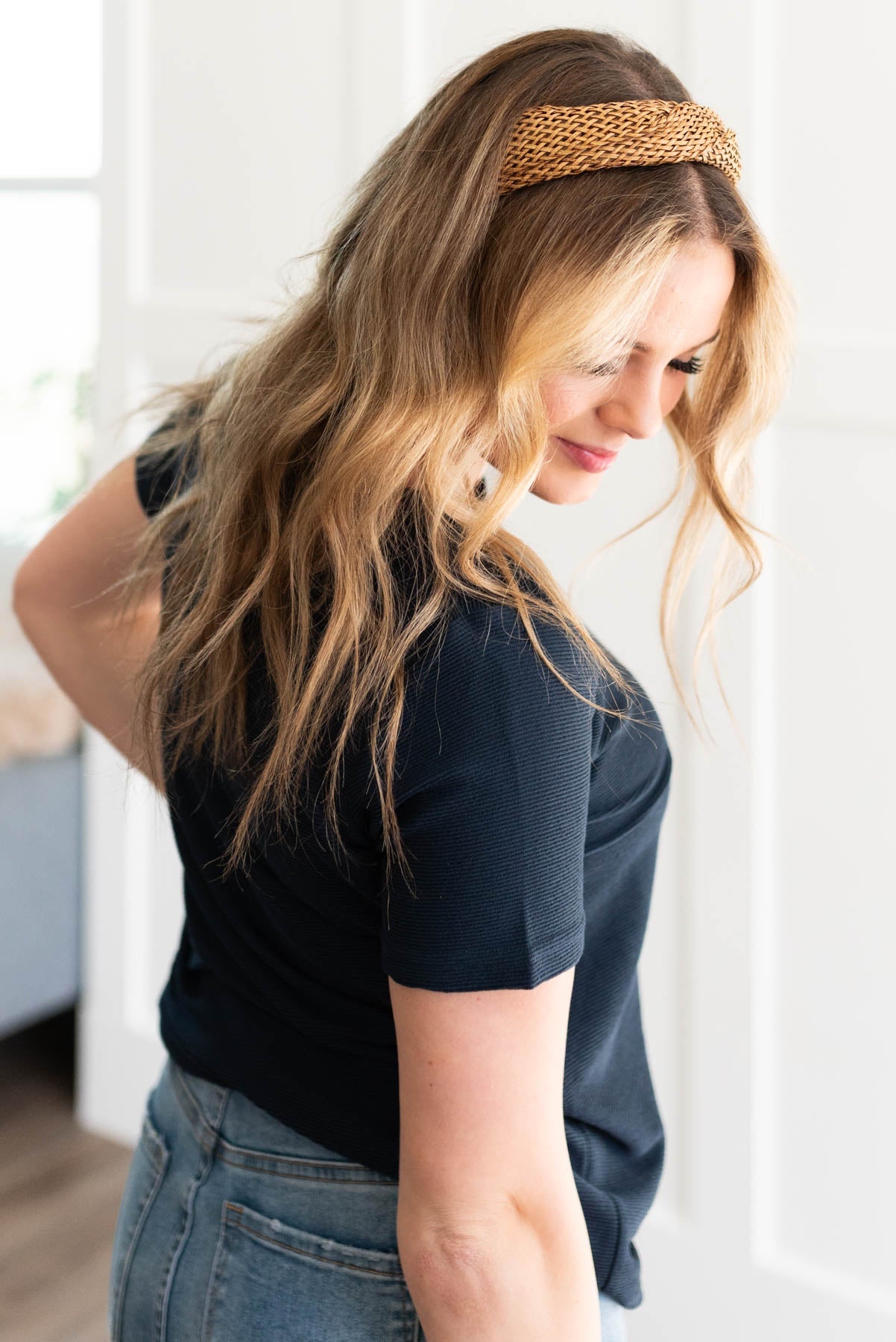 Elita Navy Textured Top