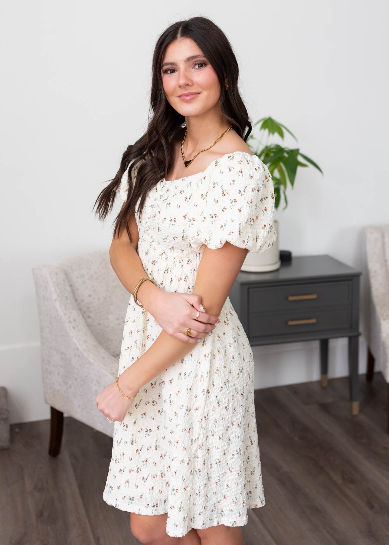 Elizabeth Cream Floral Printed Dress