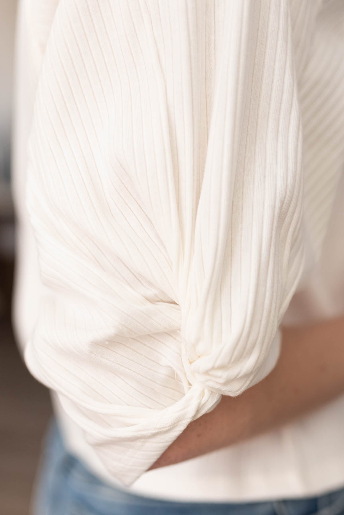 Ella White Twist Sleeve Top