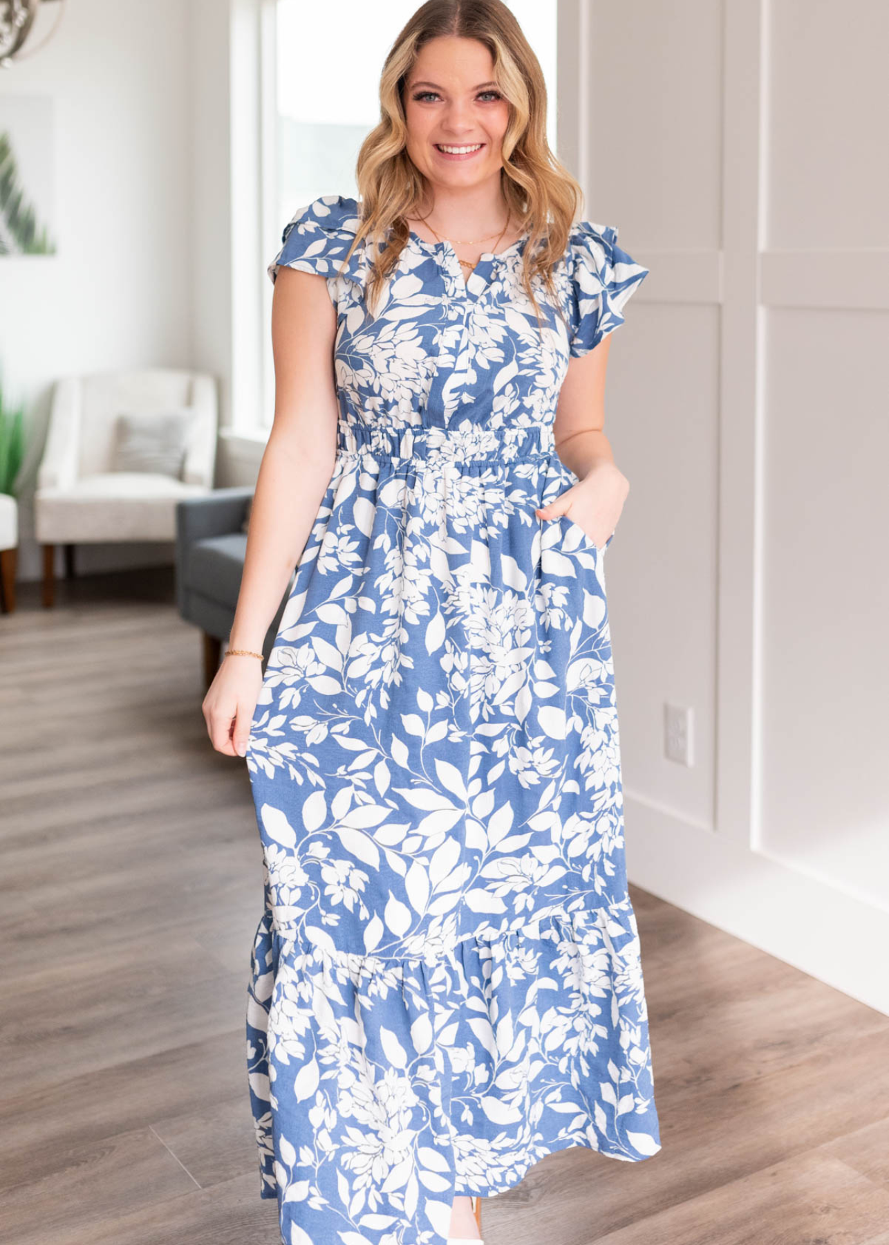 Ellen Blue Floral Dress