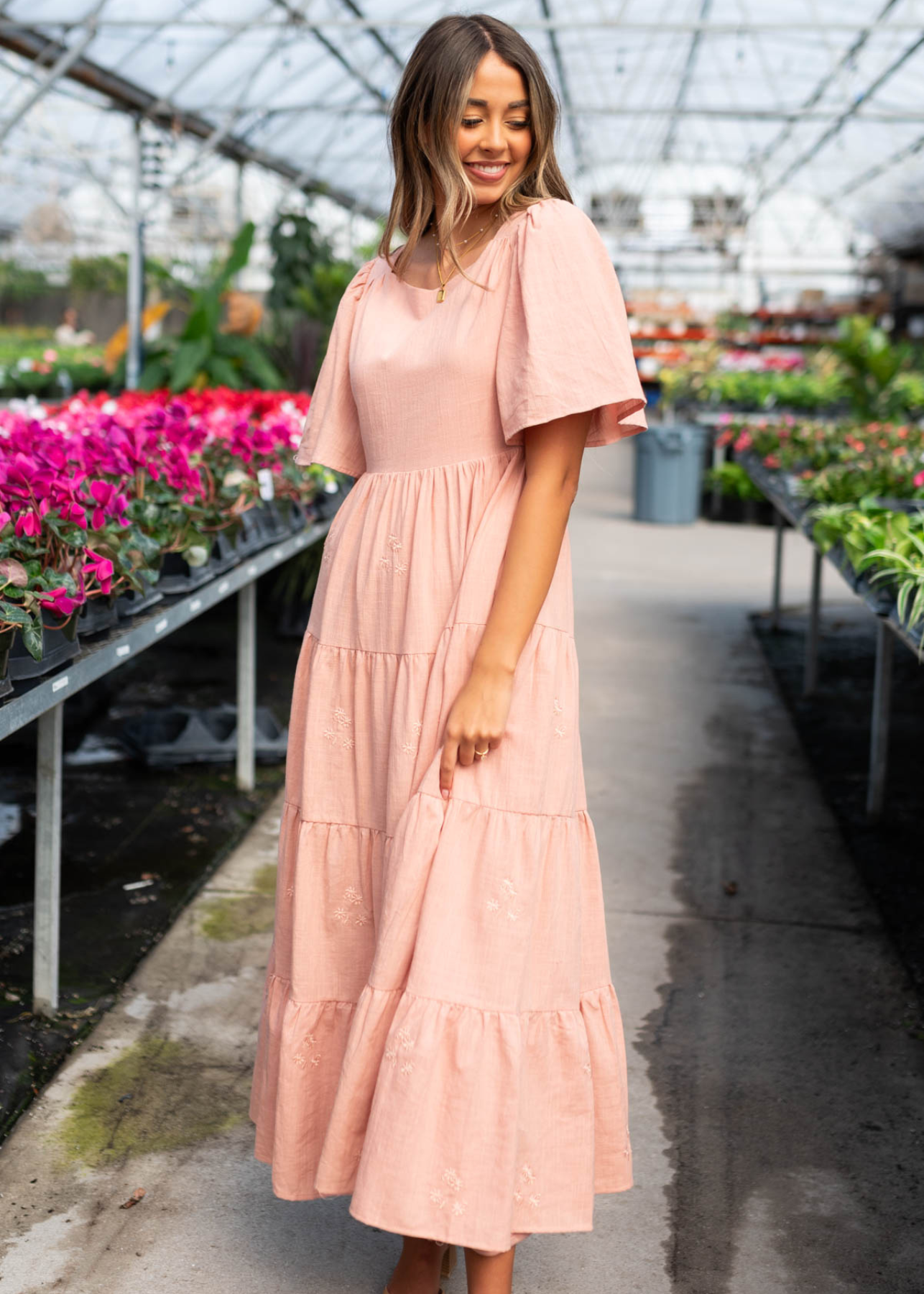 Ellie Blush Floral Embroidered Dress