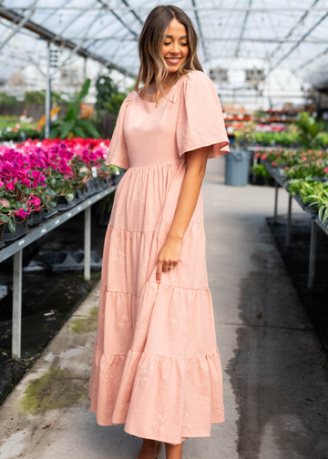 Ellie Blush Floral Embroidered Dress