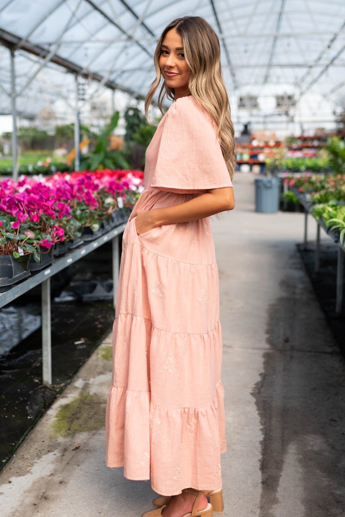 Ellie Blush Floral Embroidered Dress