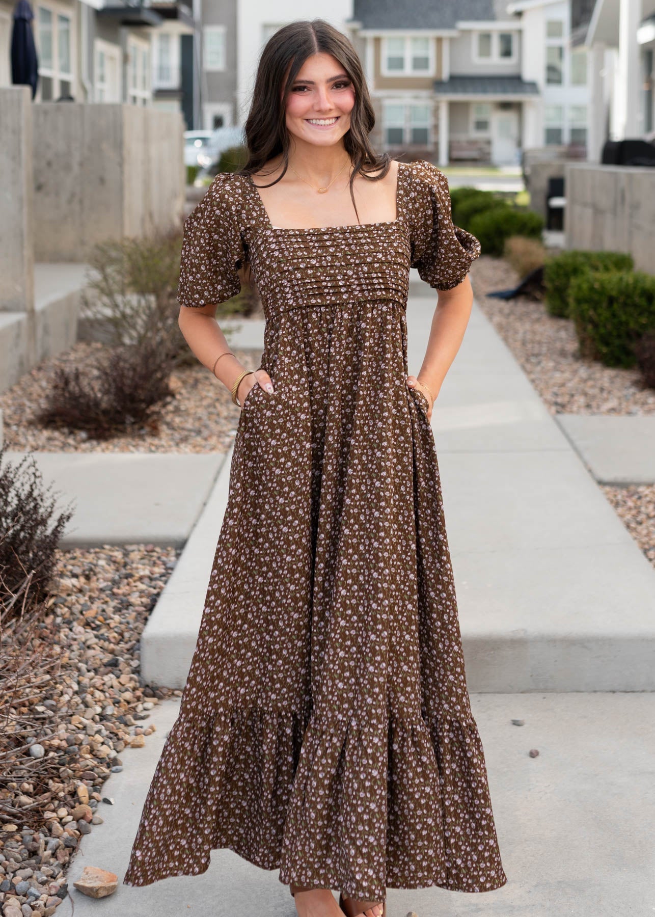 Ellie Brown Floral Ruffled Dress